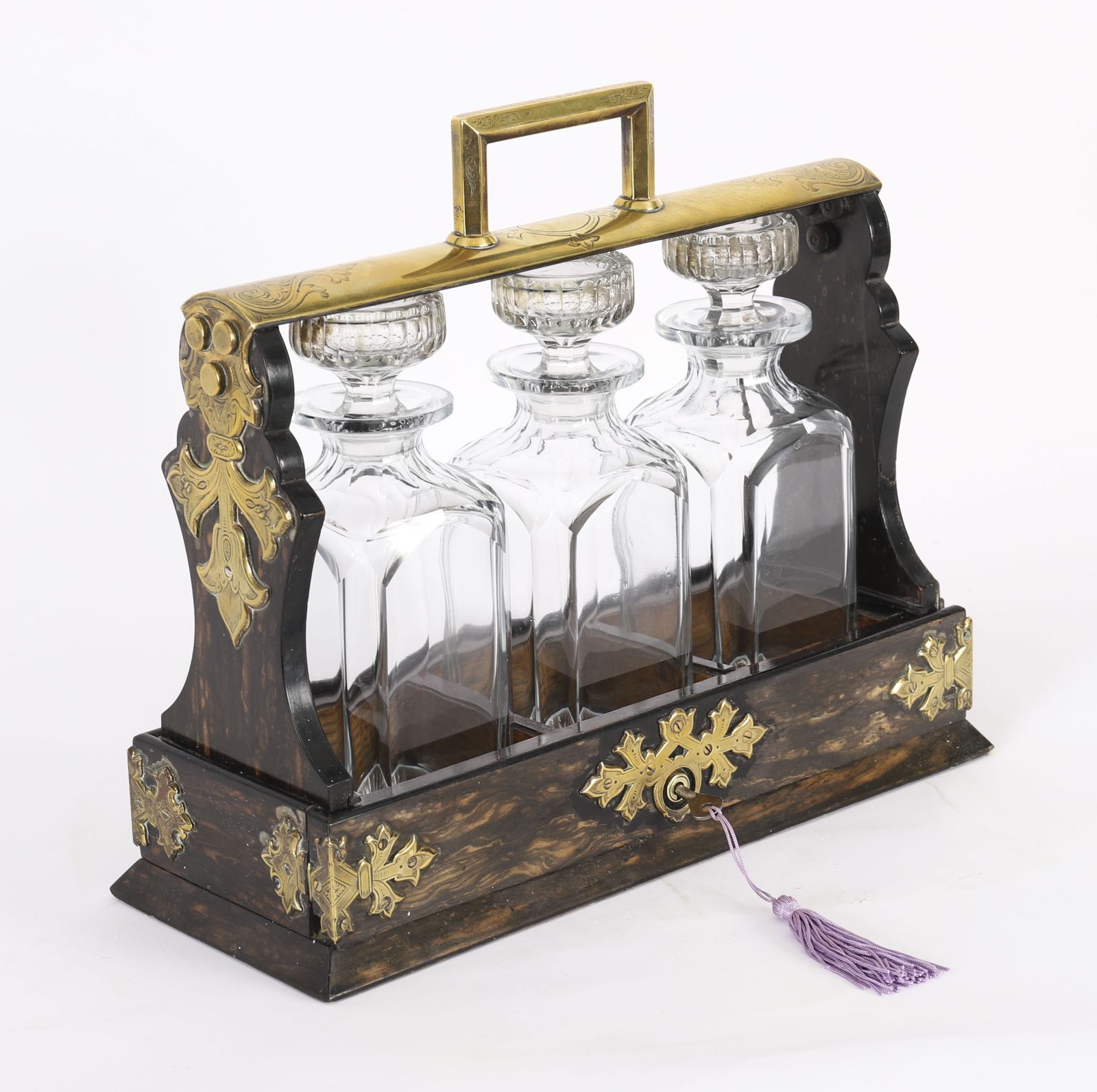 Victorian Coromande Three Cut  Crystal Decanter Tantalus C1870