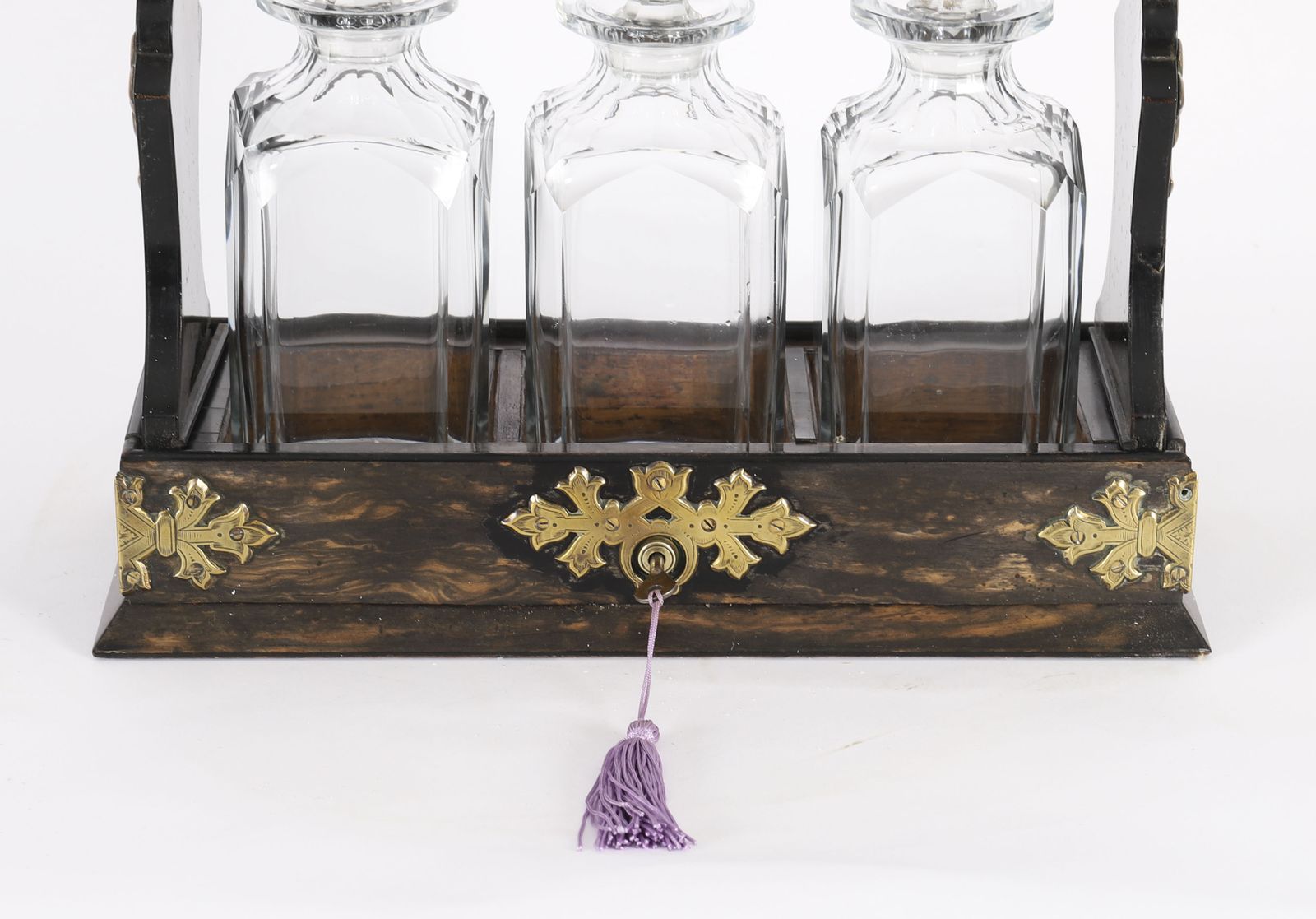 Victorian Coromande Three Cut  Crystal Decanter Tantalus C1870 photo for sale