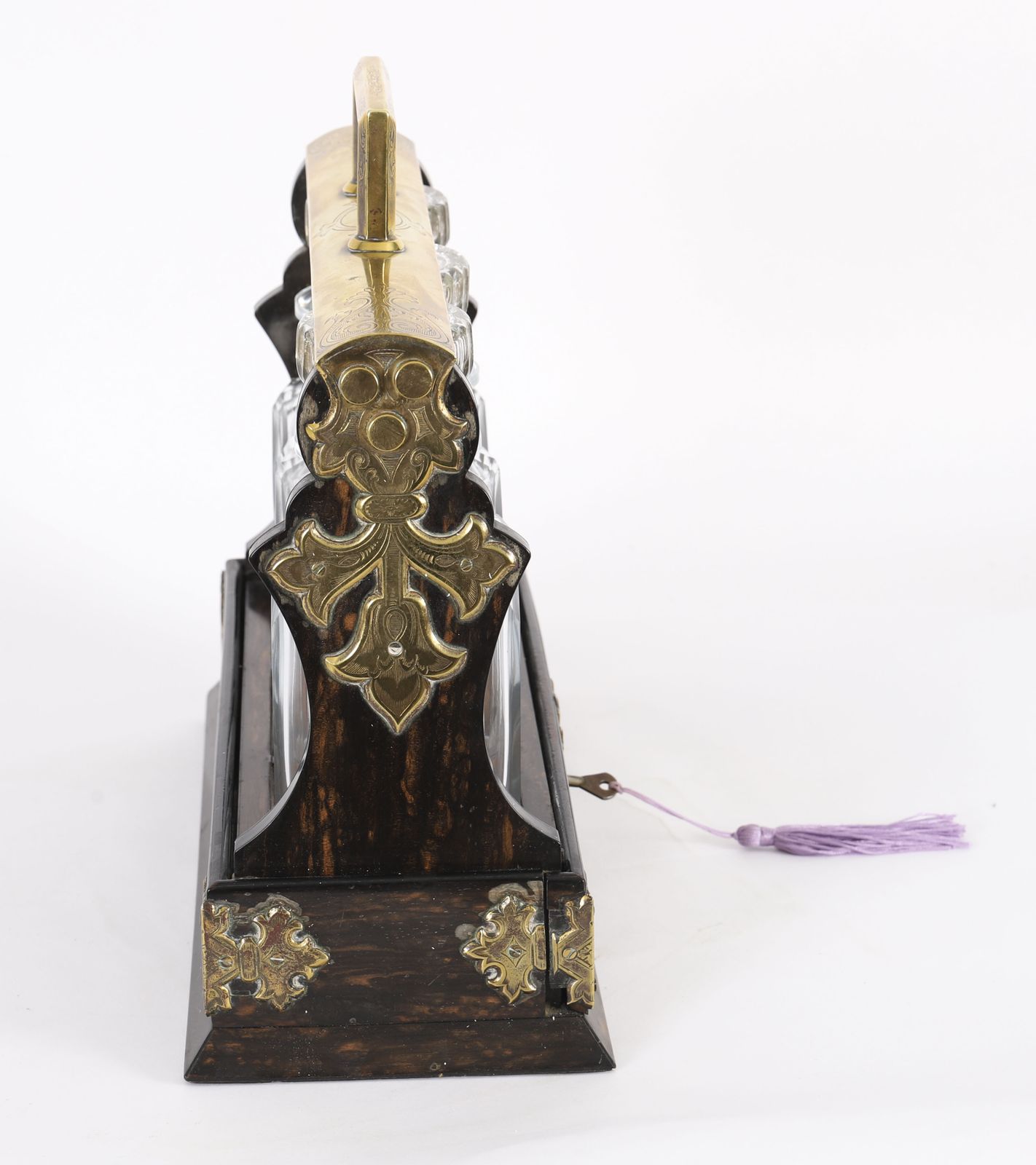photo furniture Victorian Coromande Three Cut  Crystal Decanter Tantalus C1870