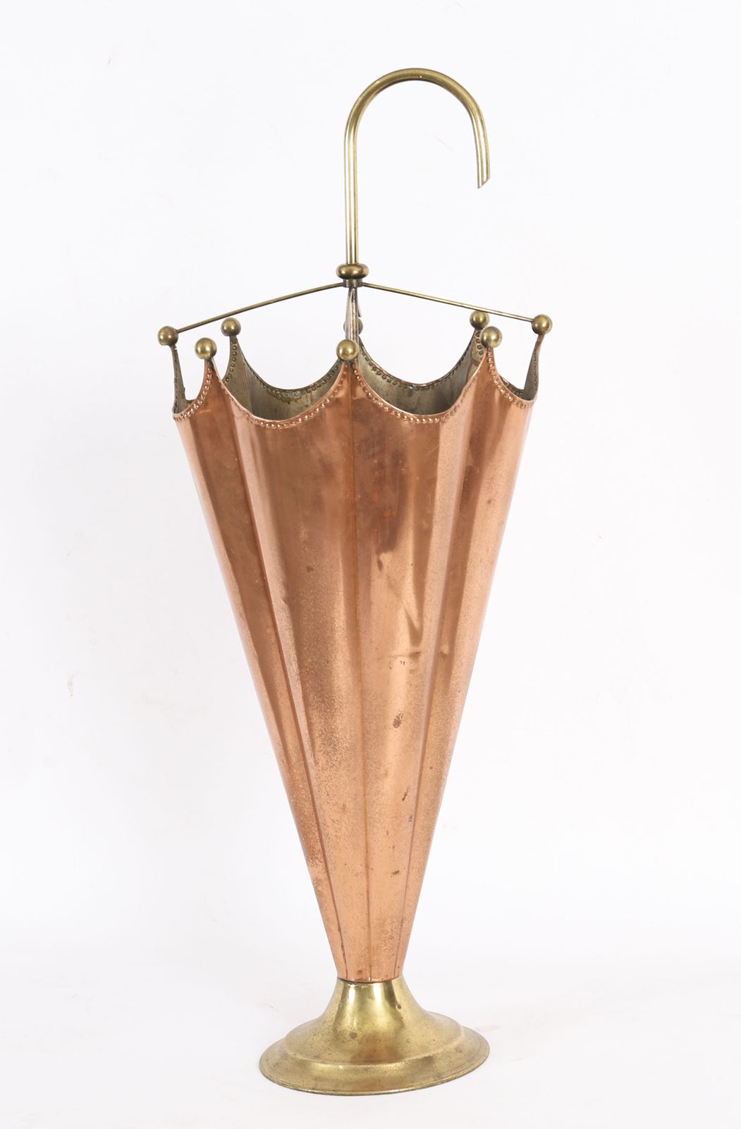 385.0 Antique Brass & Copper Umbrella Stand C.1920 photo