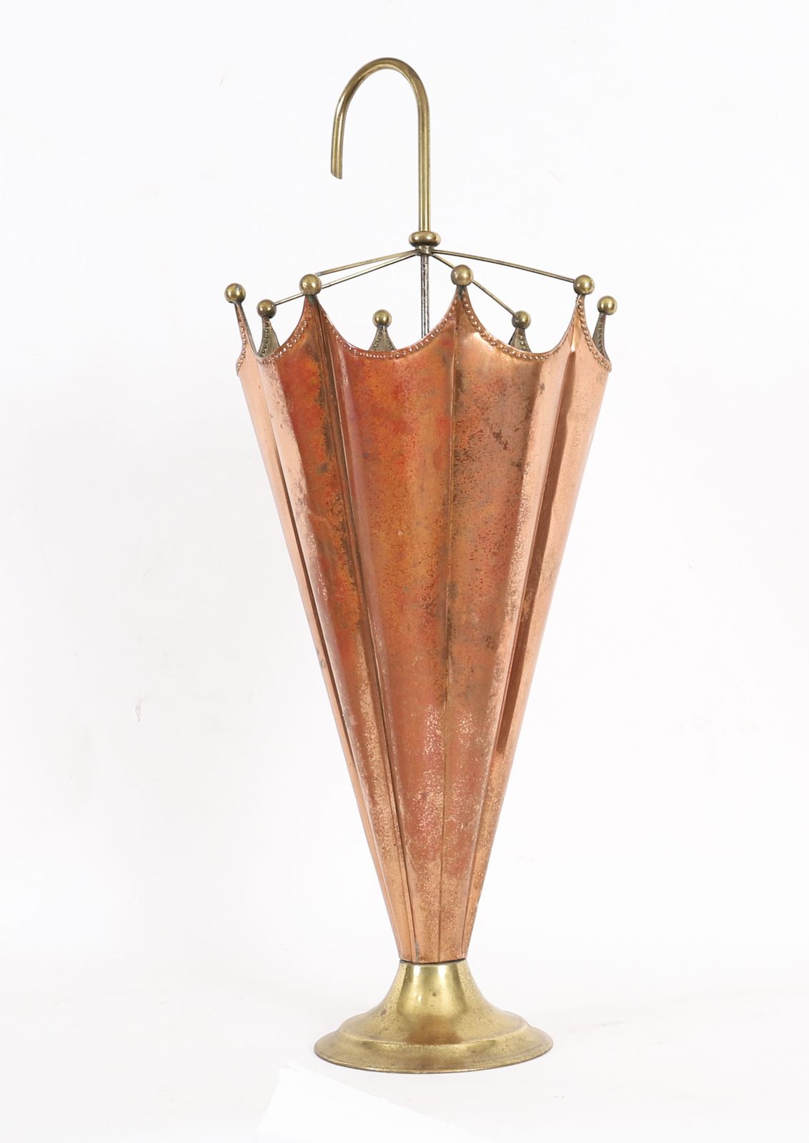 photo vintage Antique Brass & Copper Umbrella Stand C.1920