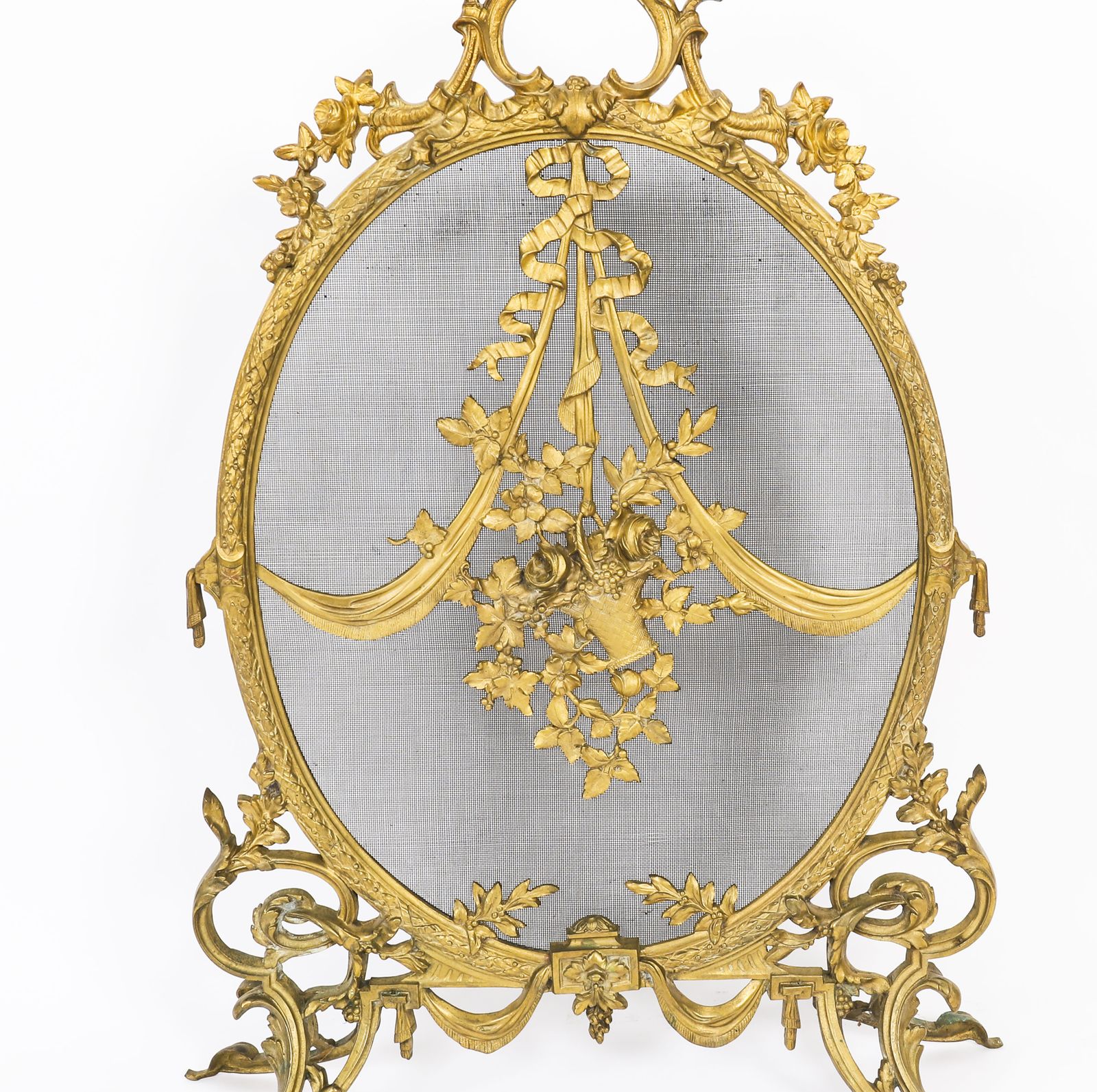 French Rococo Revival Brass Fire Screen19th C photo for sale