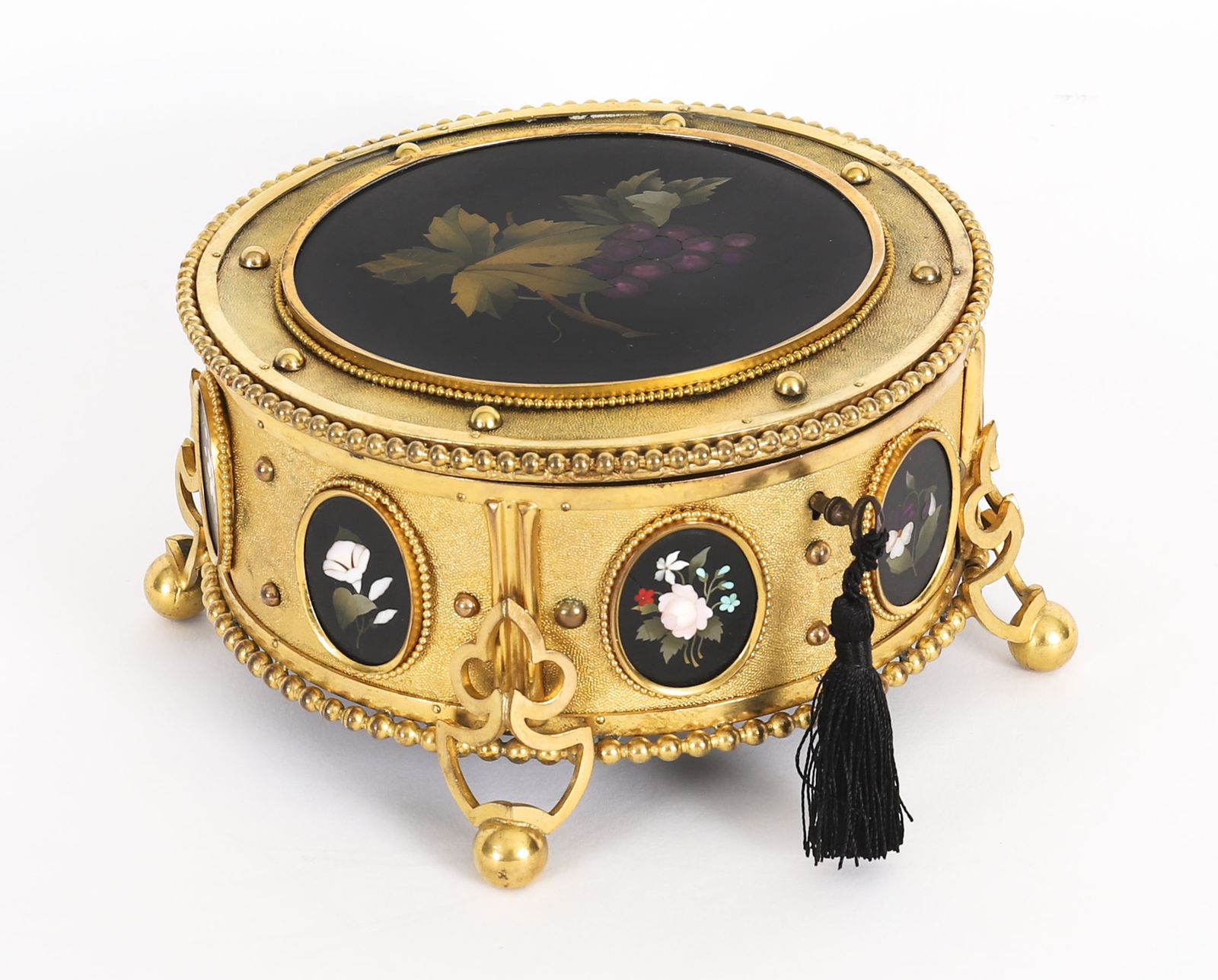 Antique Italian Ormolu & Pietra Dura Jewellery Casket 19th C