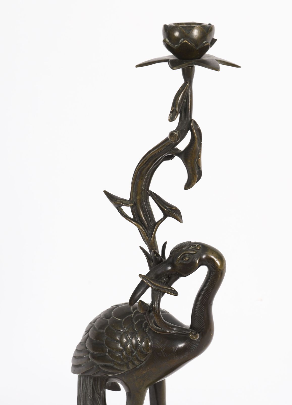 Antique Pair Japanese Bronze Pricket Candlesticks 19th C photo 625.0