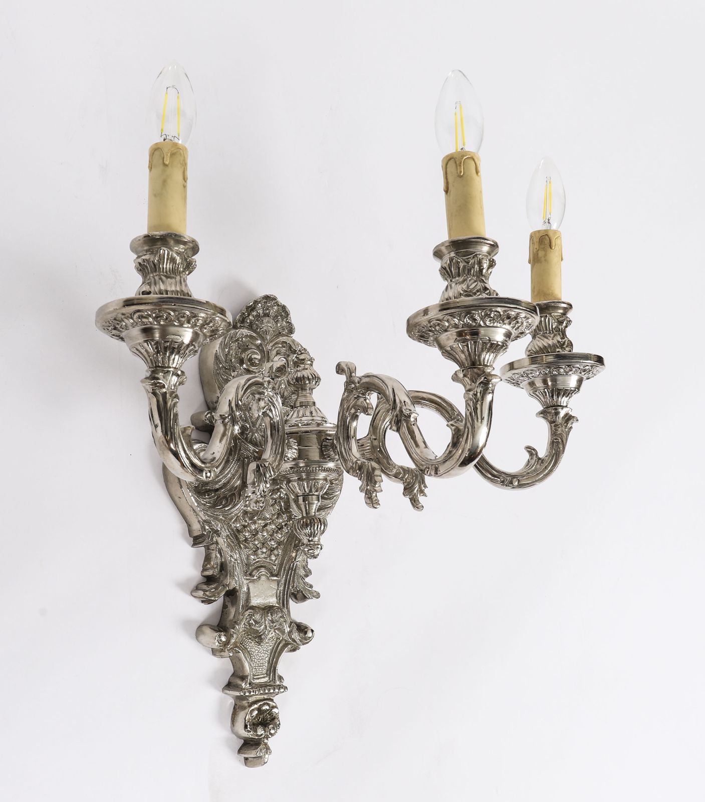 Antique Set Of 4 French Silver Plated Wall Lights Appliques Circa 1900 photo Lighting