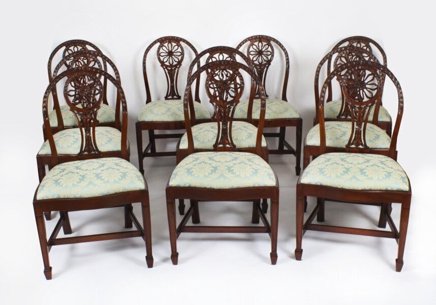 photo buy Vintage Regency Revival Flame Mahogany Dining Table Set Mid 20th C
