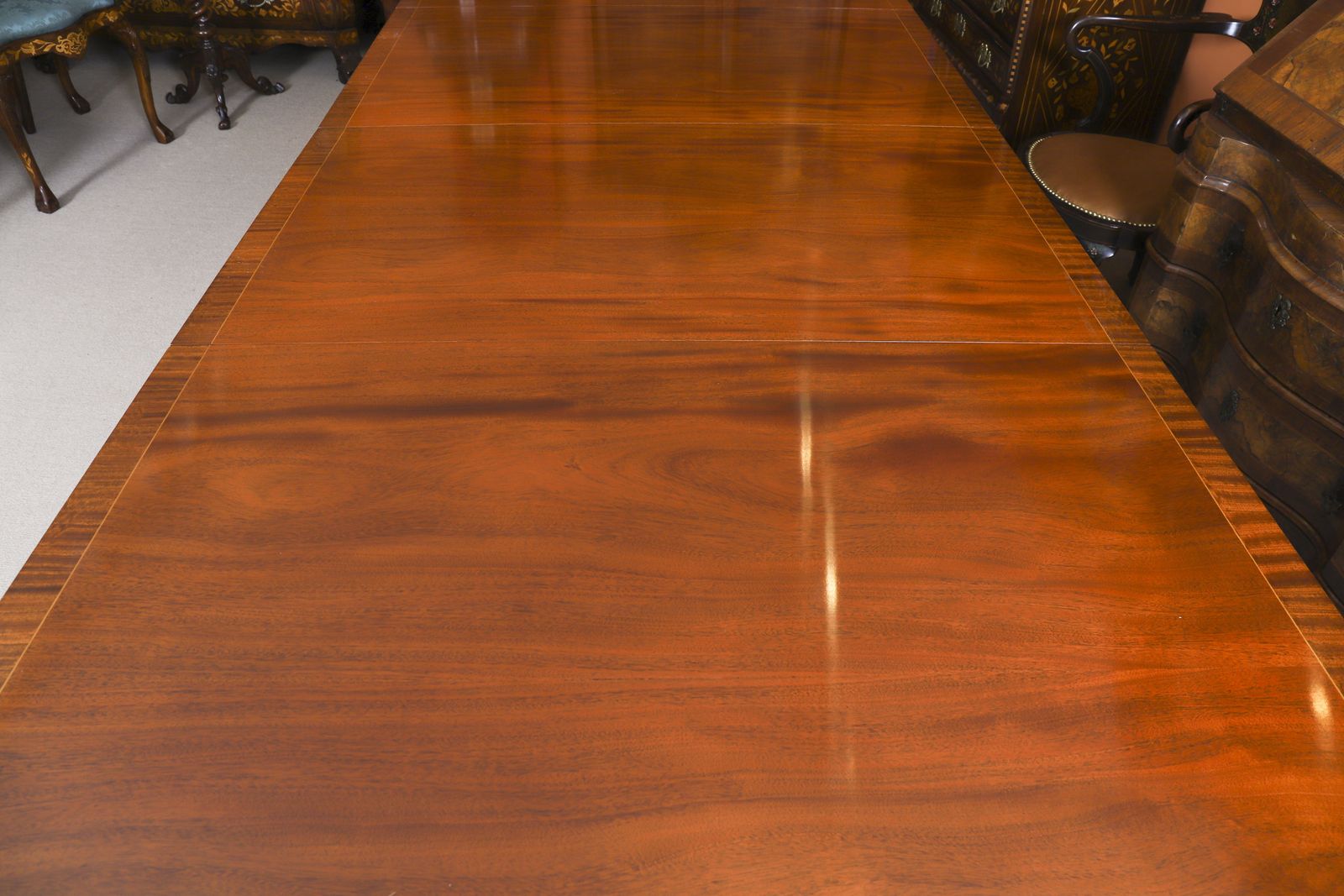 photo furniture 10ft3" Regency Revival Twin Pillar Flame Mahogany Dining Table 20th C