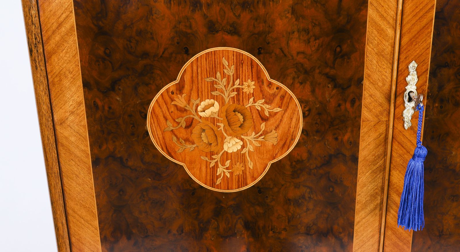 photo for sale Art Deco Walnut Marquetry Cocktail Cabinet Dry Bar By Epstein C 1930