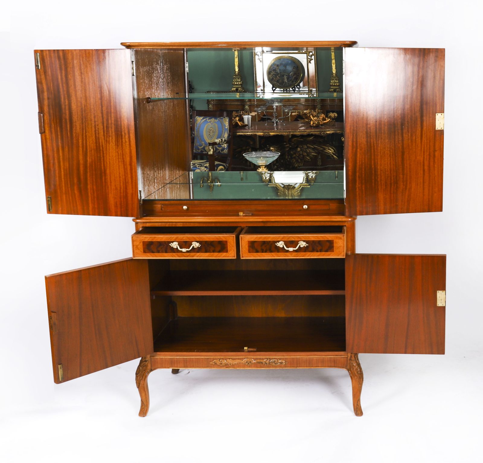 photo vintage Art Deco Walnut Marquetry Cocktail Cabinet Dry Bar By Epstein C 1930