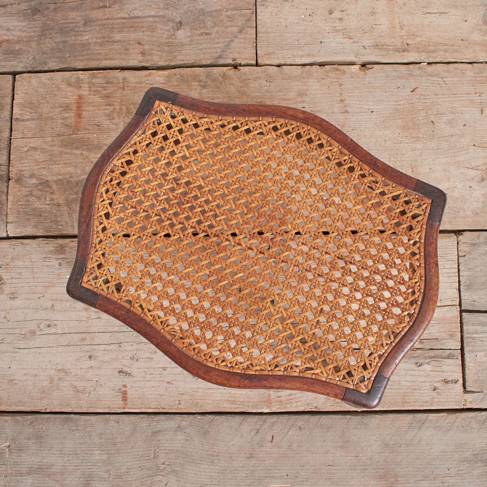Small Antique French Cane Foot Stool. photo for sale
