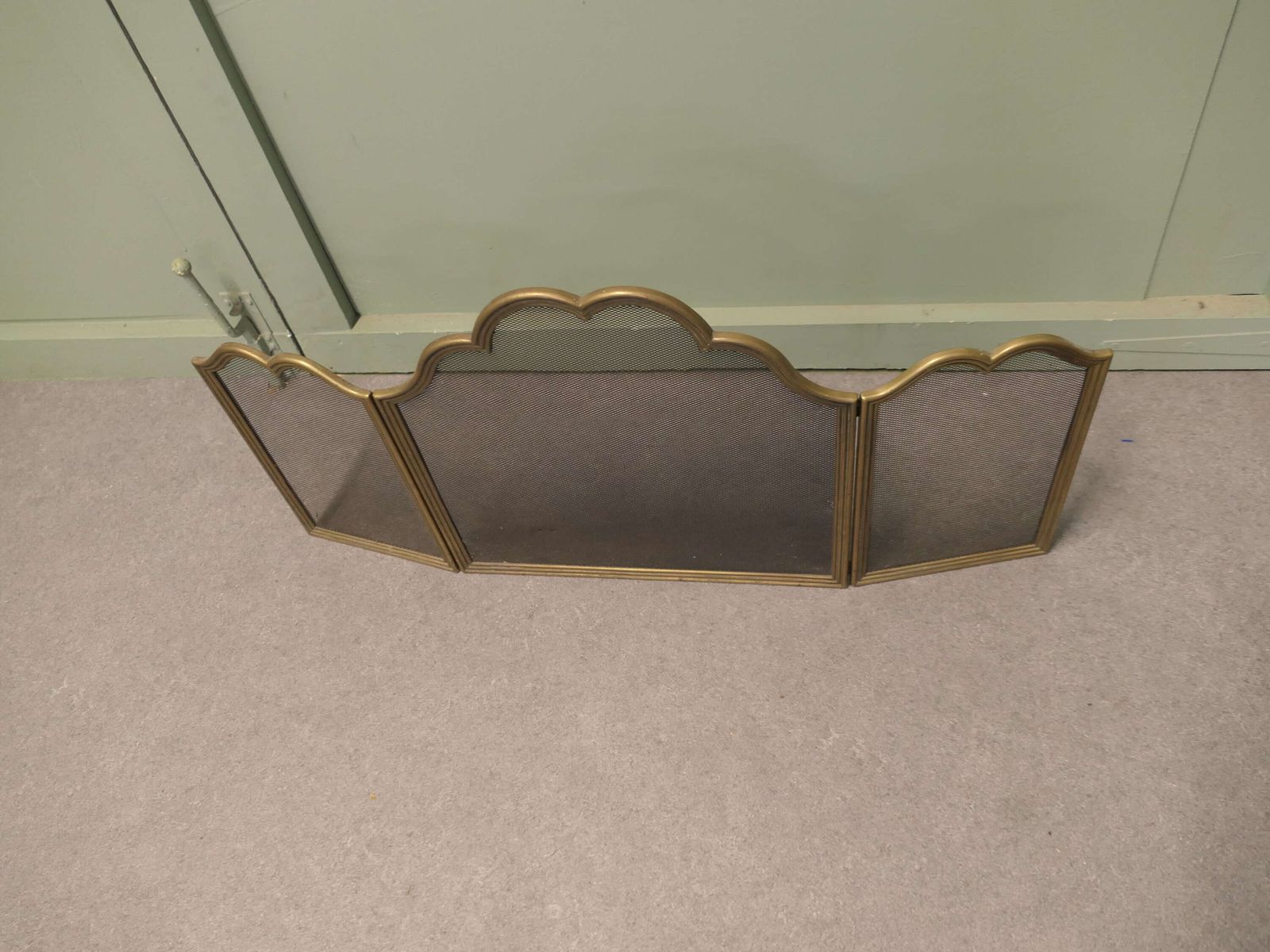 Decorative Italian Folding Brass Fire Guard This Is A Very Attractive Folding Spark Guard. photo 540.0