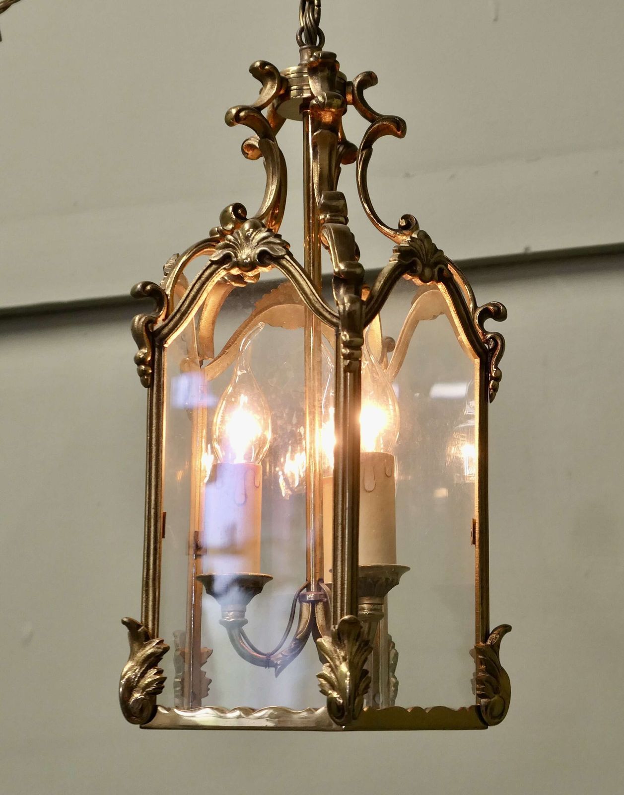 French Rococo Style Gothic Look Lantern Hall Light A Superb Quality Heavy Brass Lantern. photo for sale