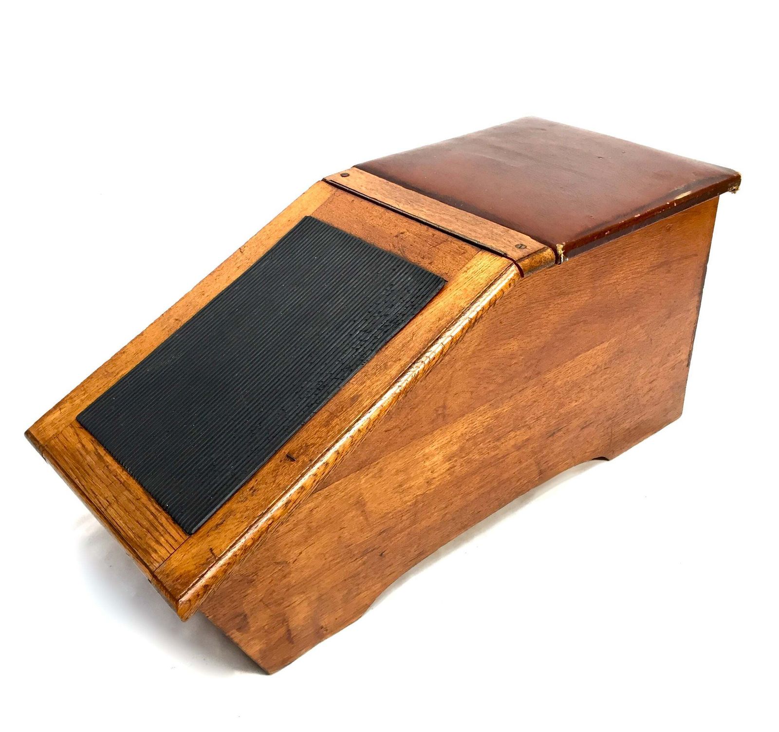 Antique Wooden Oak 1930s Shoe Shine / Shop Used Try On Seat / Box With Mirror. photo 199.0