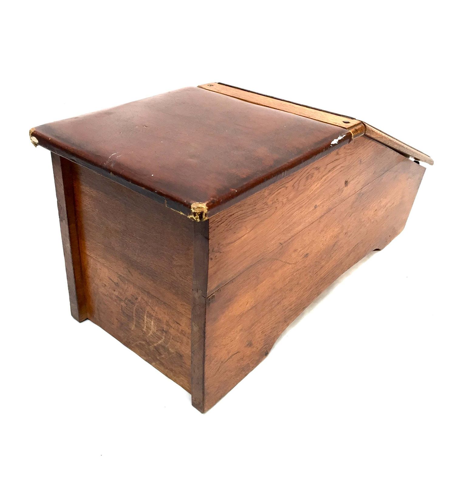 199.0 Antique Wooden Oak 1930s Shoe Shine / Shop Used Try On Seat / Box With Mirror. photo