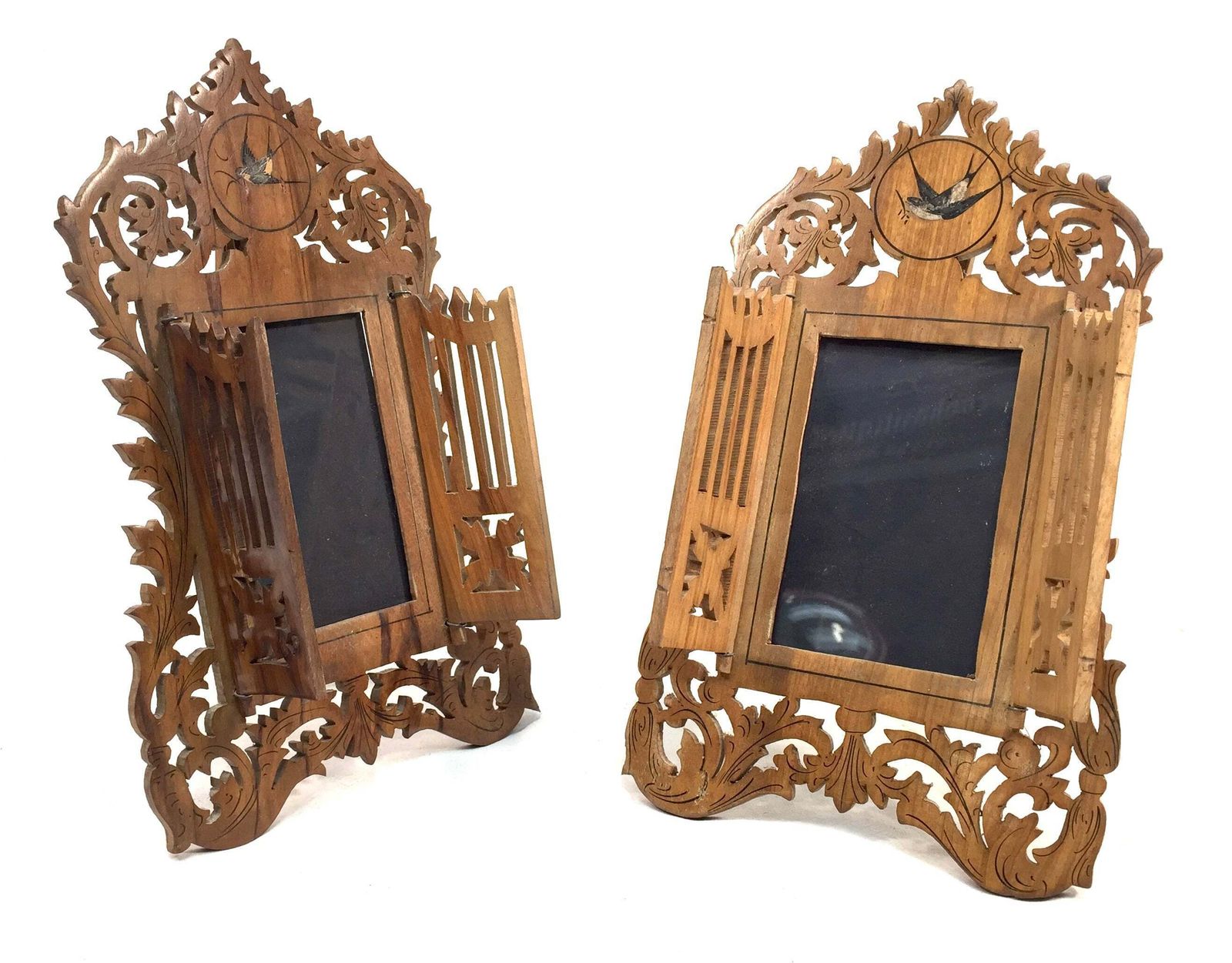 Antique Pair Of Italian Olive Fruitwood Carved Photo Frames / Photography Frames. photo buy
