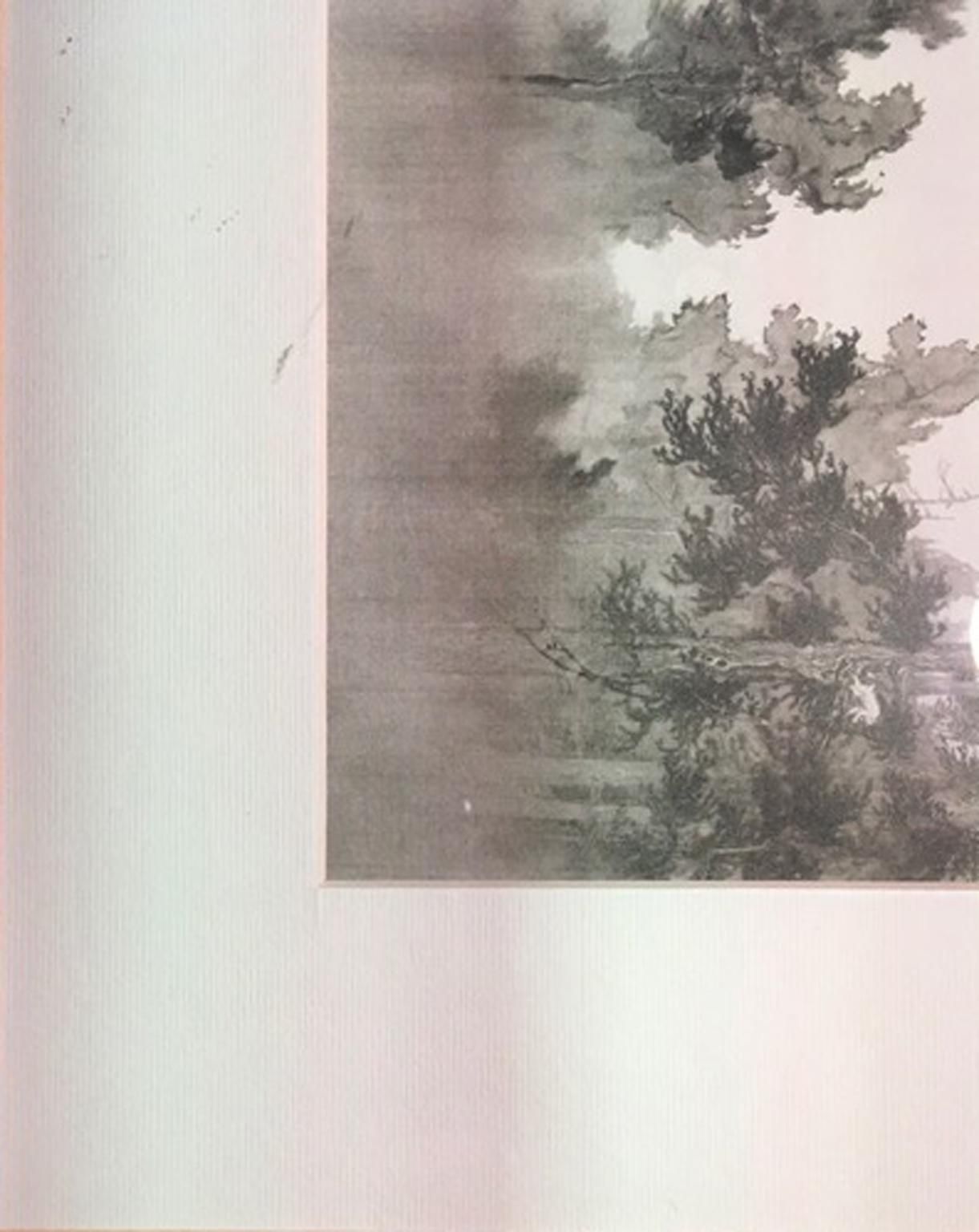 Japanse zwart-witdruk op papier van een antiek 18e-eeuws scherm photo buy
