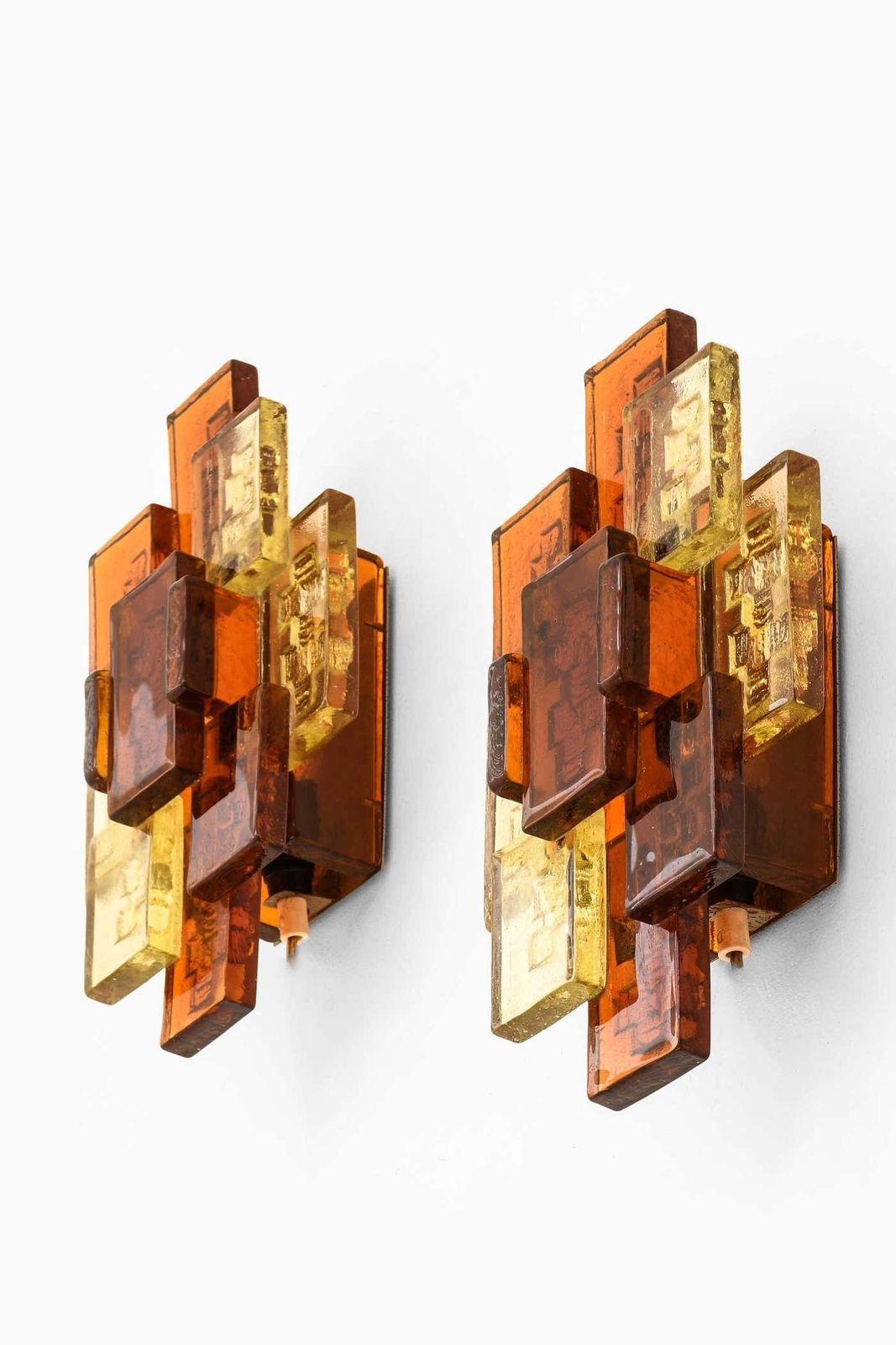 Pair Of Svend Aage Holm Sørensen Glass Wall Lamps, 1960s photo for sale