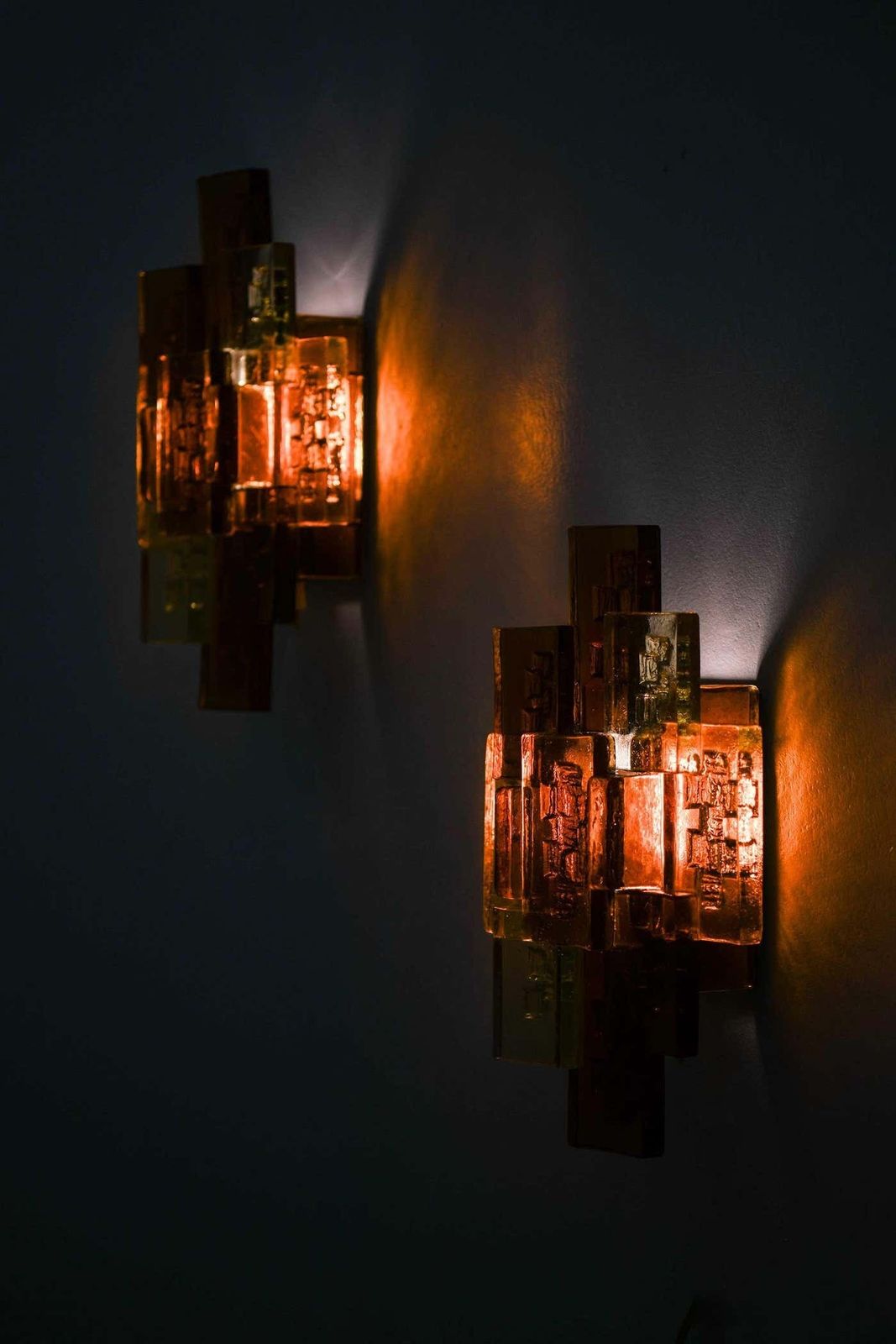Pair Of Svend Aage Holm Sørensen Glass Wall Lamps, 1960s photo Lighting