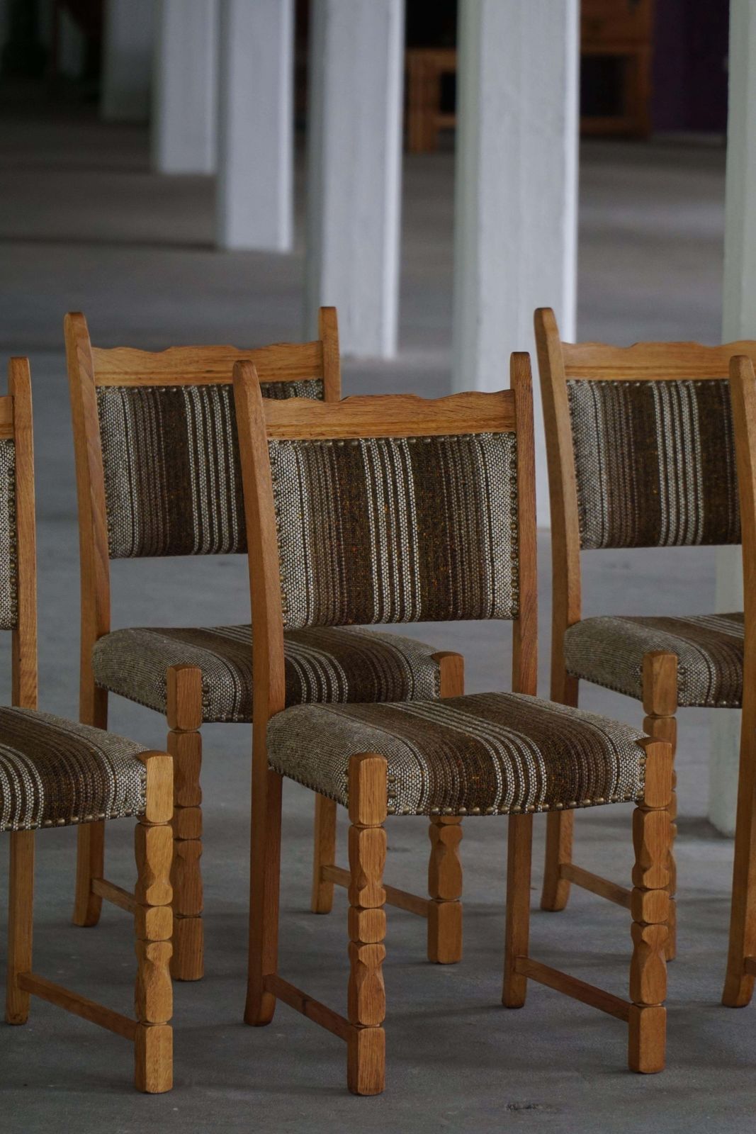 Danish Mid Century Modern, Set Of 8 Dining Chairs In Oak & Wool, 1960s photo furniture