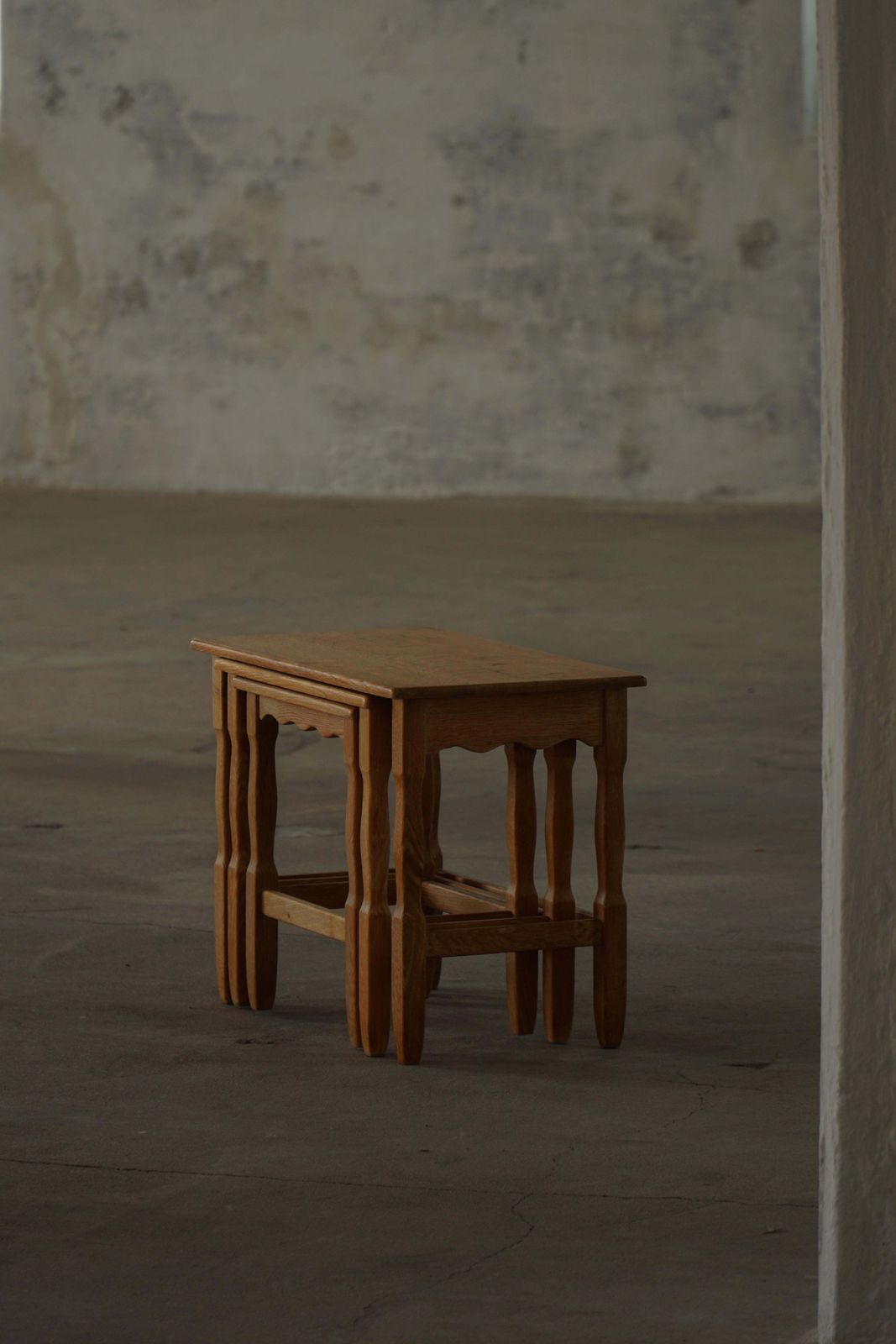 Mid Century, Set Of 3 Nesting Tables In Oak Made By A Danish Cabinetmaker, 1960s photo Furniture