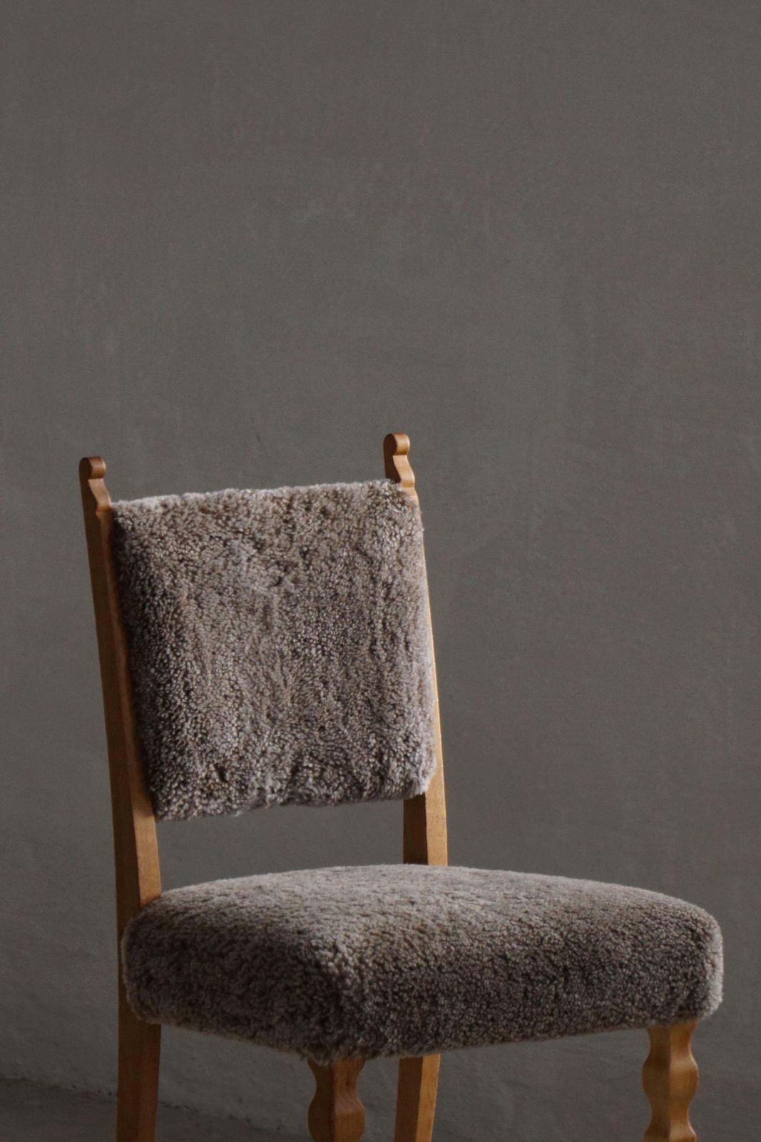 Set Of 6 Dining Chairs, Oak & Lambswool, Henning Kjærnulf, Danish Modern, 1950s photo for sale