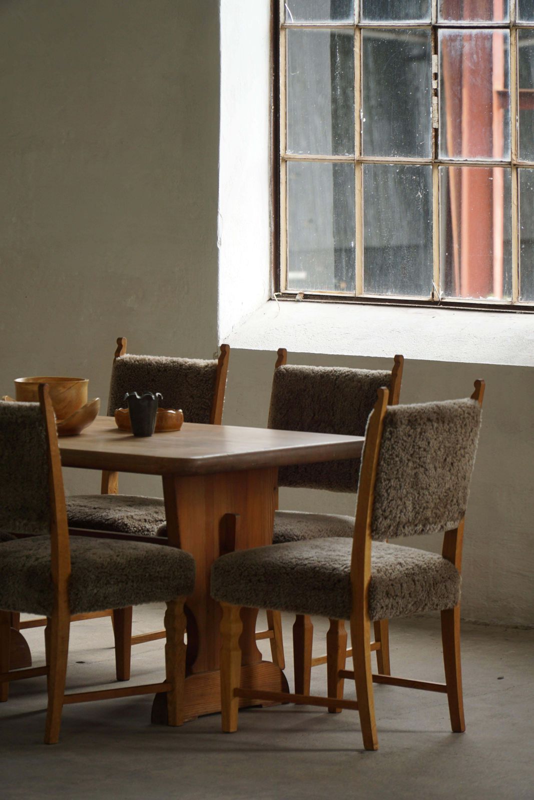 Set Of 6 Dining Chairs, Oak & Lambswool, Henning Kjærnulf, Danish Modern, 1950s photo 4414.0