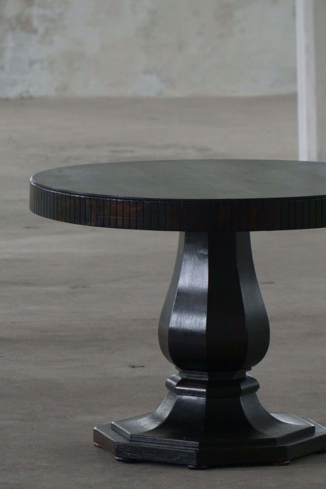 3348.0 Round Danish Art Deco Dining / Console Table In Ebonized Oak, Early 20th Century photo