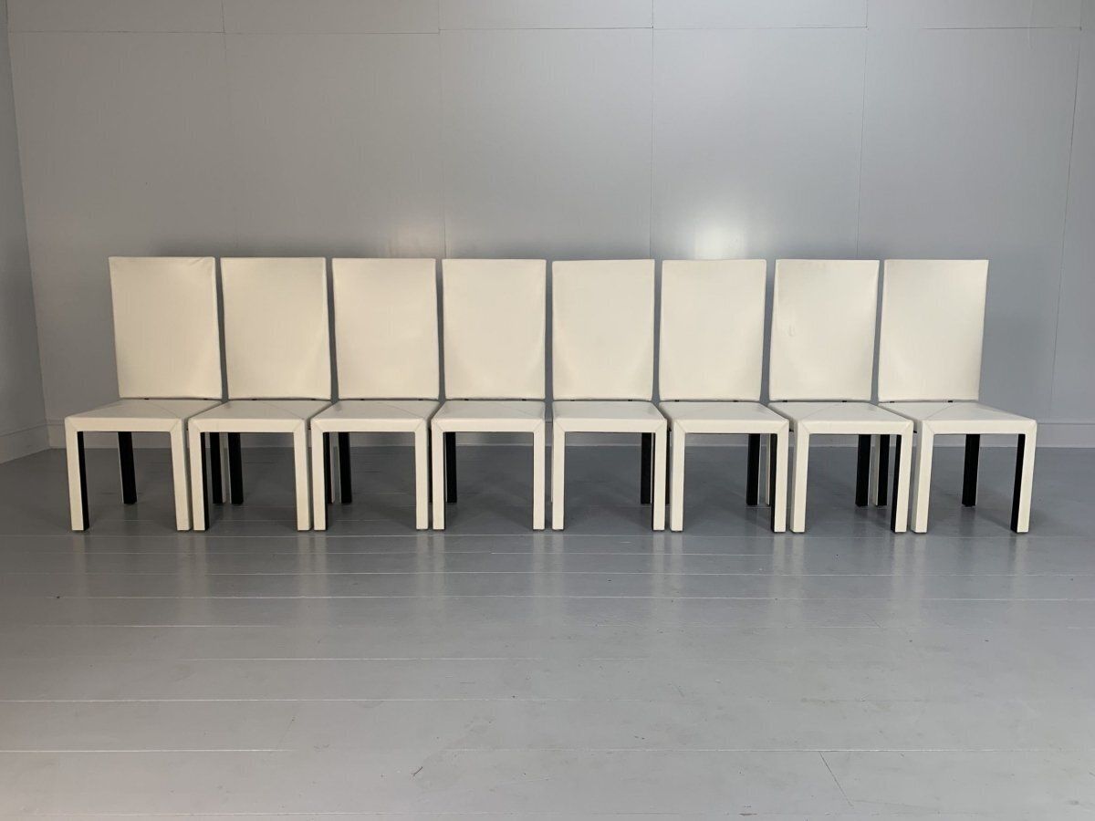 B&B Italia Arcadia Dining Chairs   In White Gamma Leather, Set Of 8 photo for sale