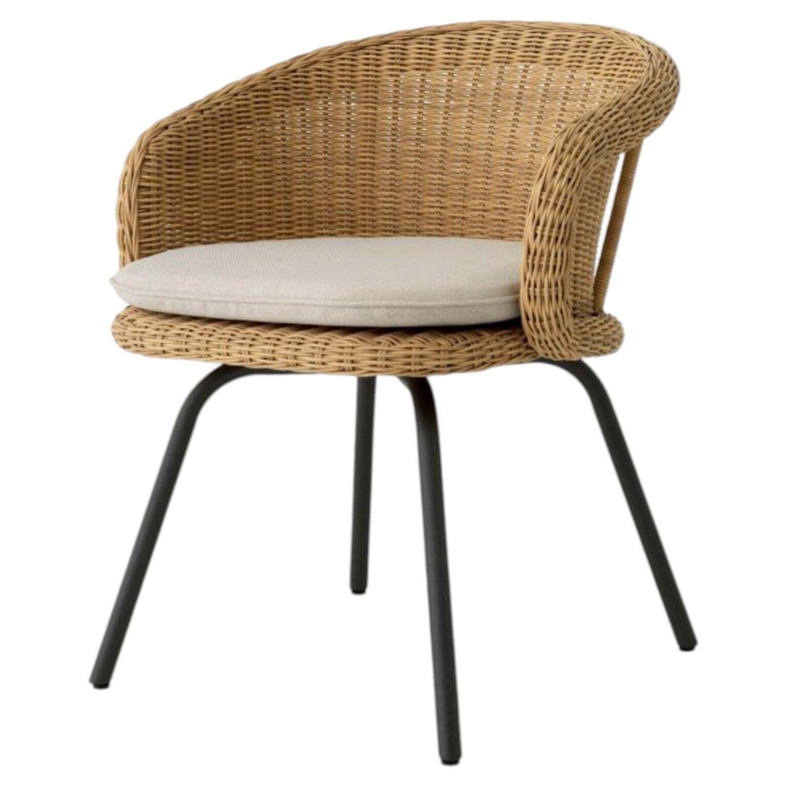 Contemporary Viola Sand Faux Rattan Outdoor Dining Chair