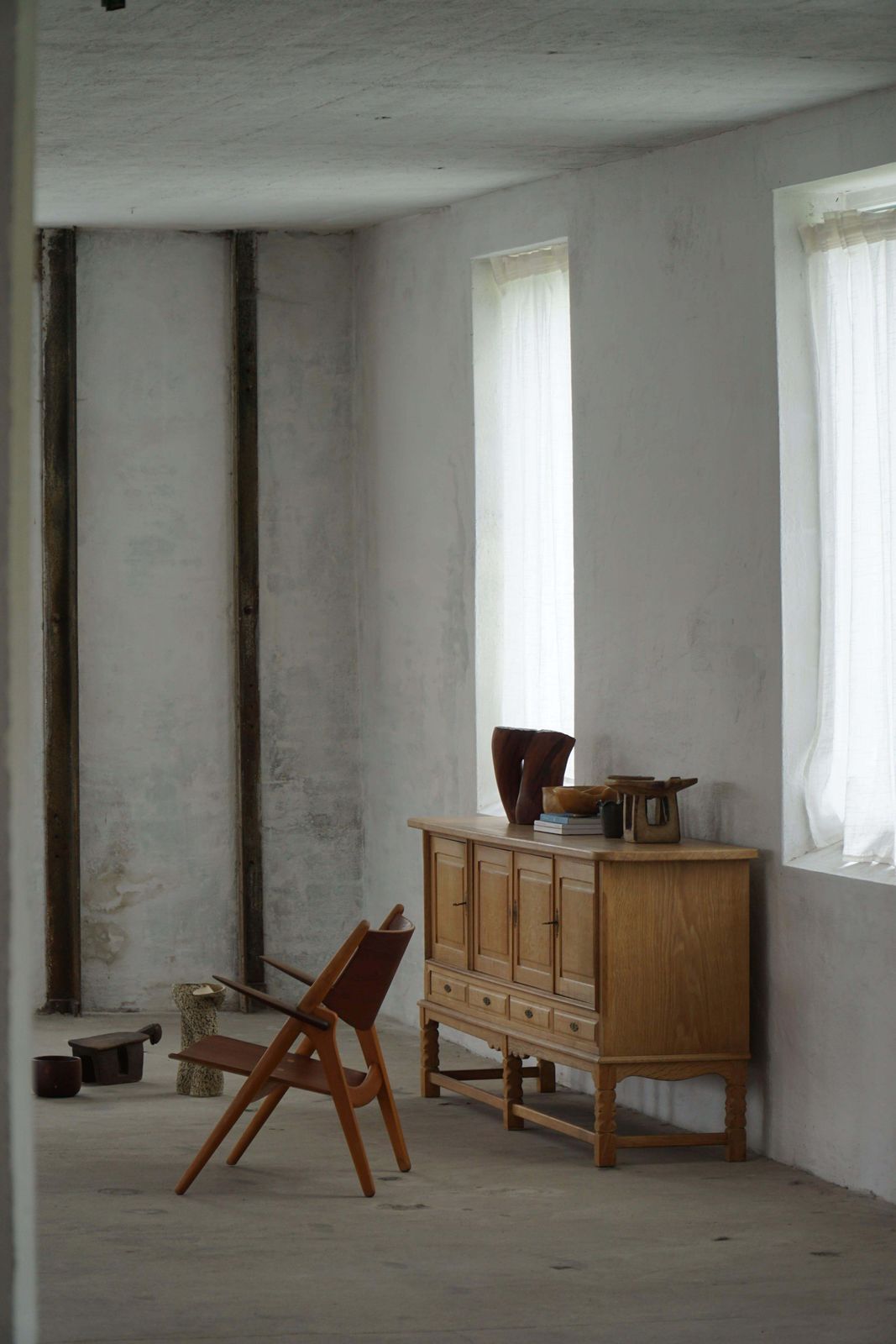 Danish Mid Century, Low Brutalist Sideboard In Oak, Henning Kjærnulf, 1960s photo for sale