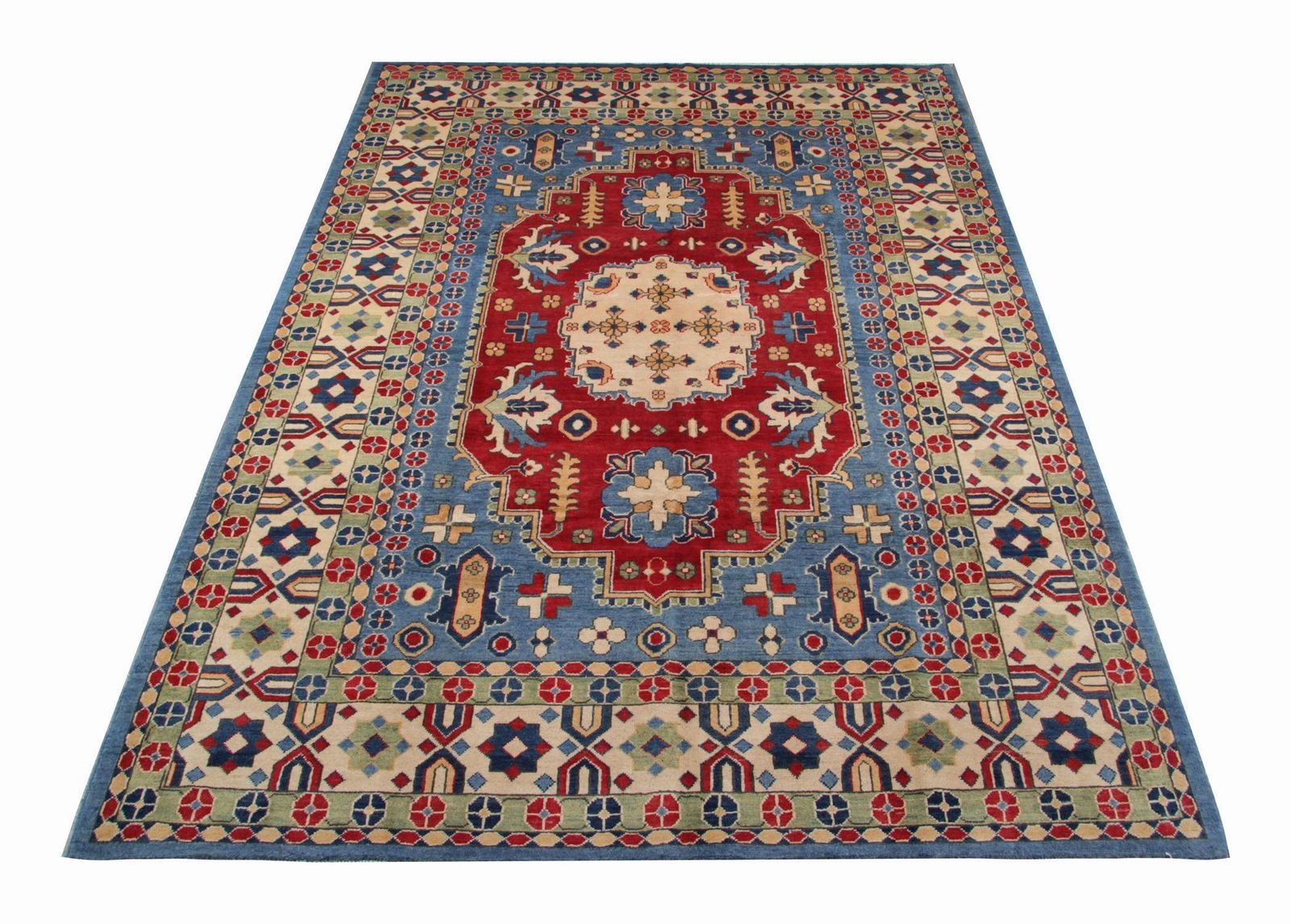 Handmade Carpet, Blue Geometric Rugs, Large Livingroom Rugs photo 3800.0