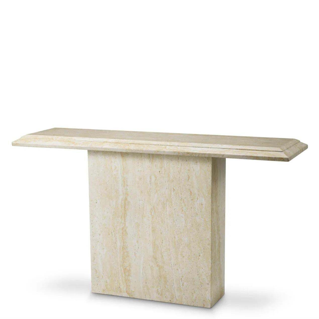 Rectangular Outdoor Console Table In Faux Travertine Finish. photo furniture