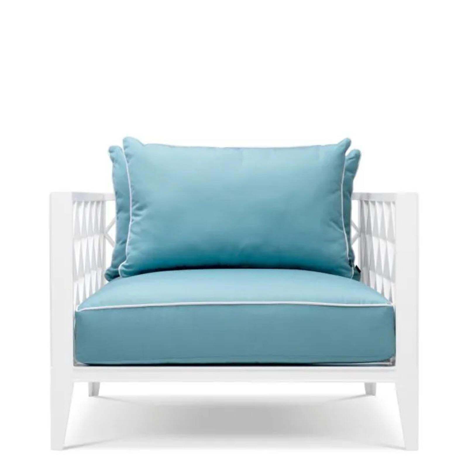 Pair Of Contemporary Aluminum Outdoor Armchair Ocean Blue. photo furniture