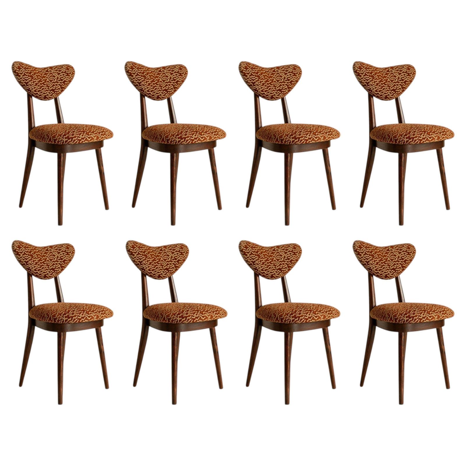 Set Of Eight Mid Century Heart Chairs In Dunes Pierre Frey Fabric, Europe, 1960s