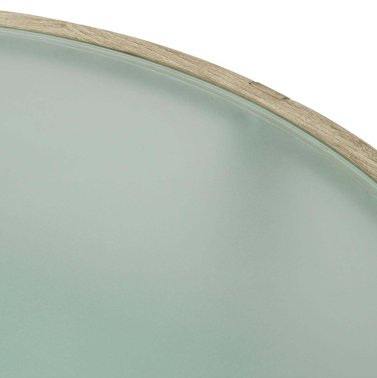 Round Outdoor Coffee Table In Aged Teak And Frosted Glass. photo buy