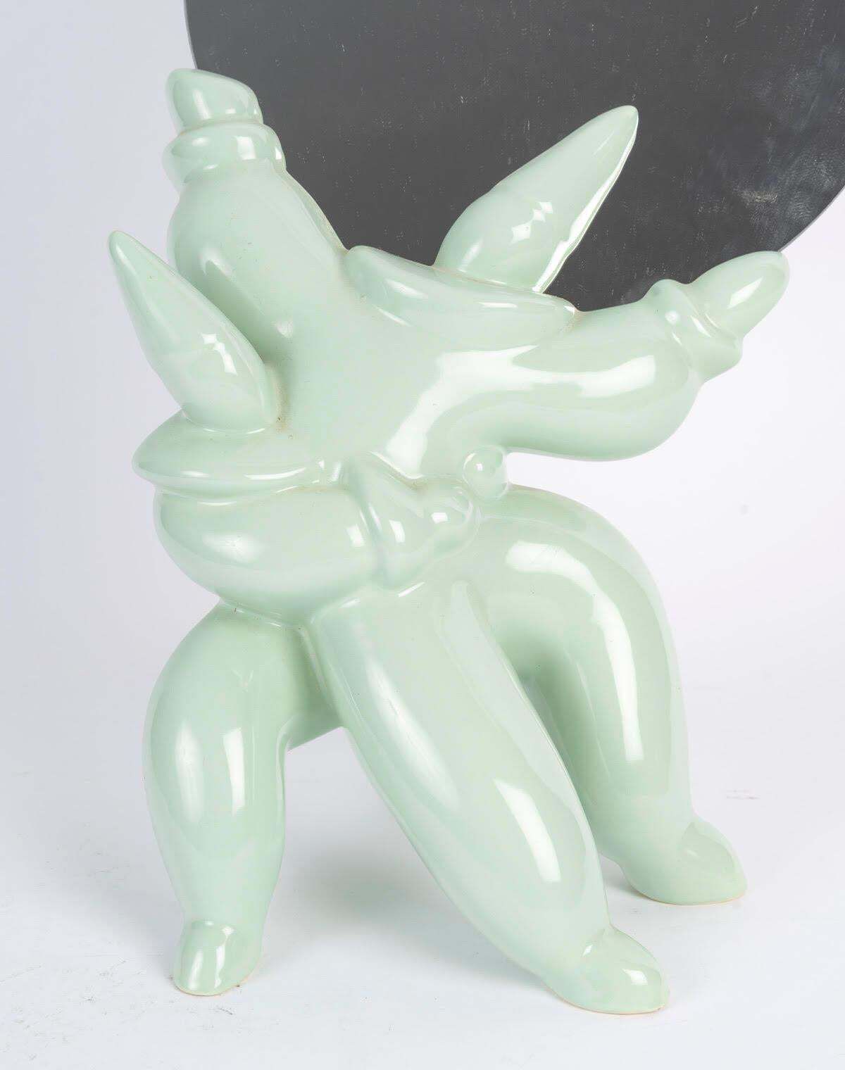 20th Century Celadon Earthenware Table Mirror By Jean Boggio. photo for sale
