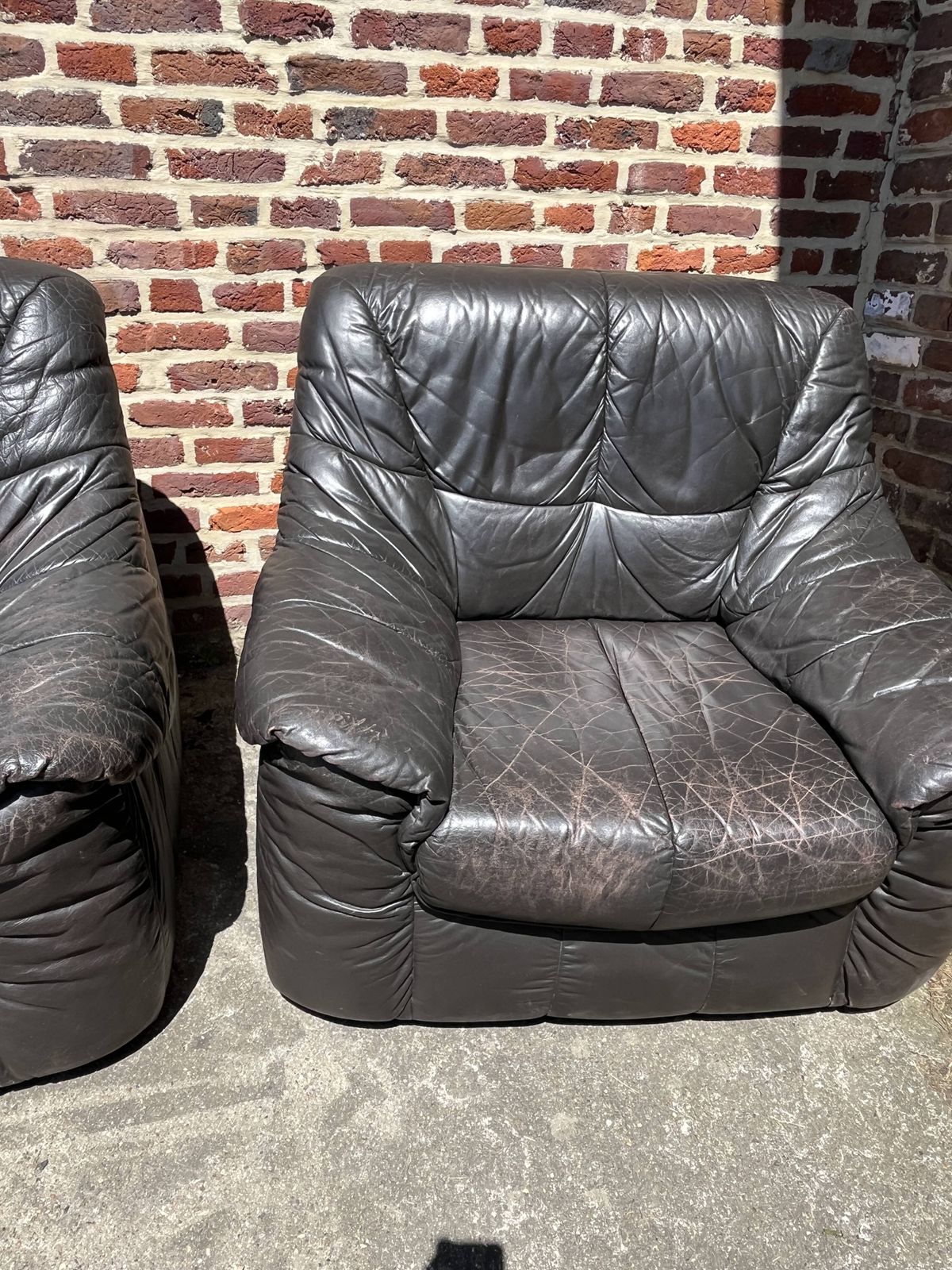 Pair Of Patinated Leather Club Armchairs photo furniture