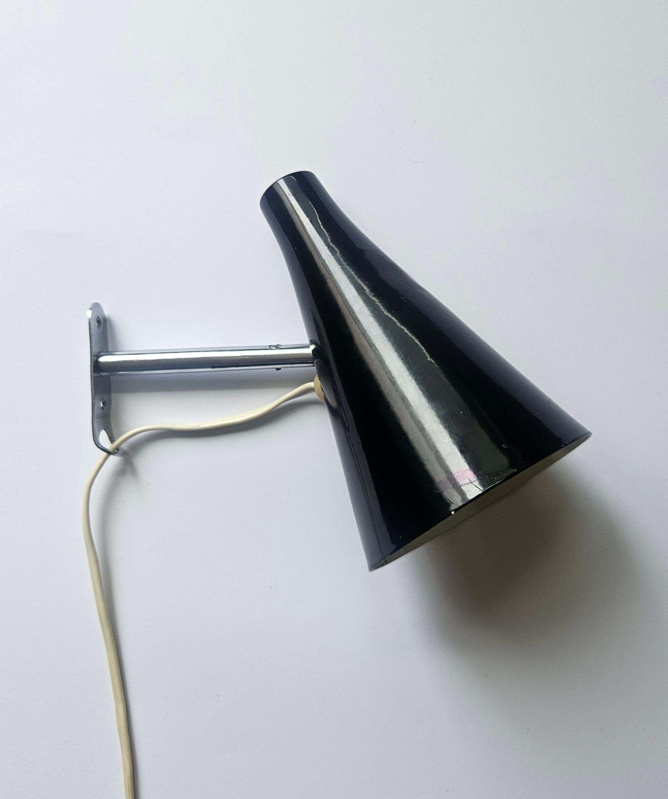 photo for sale Rare Black Midcentury Adjustable Wall Lamp In Style Of Stilnovo, Lidokov, 1960s