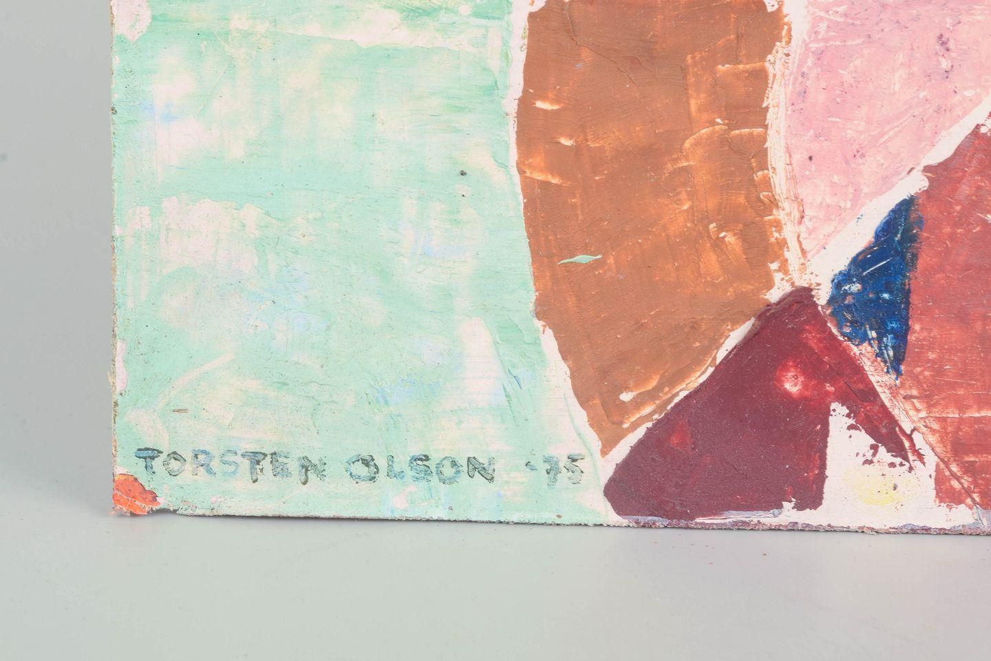 Torsten Hugo Olson, Zweeds kunstenaar. Olieverf op paneel. Abstracte compositie, 1975 photo for sale