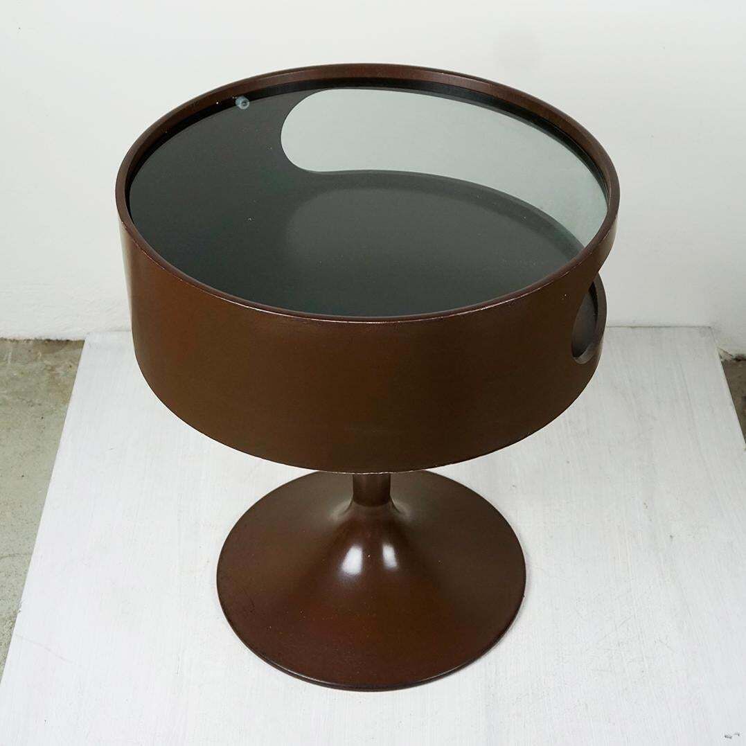 Chocolate Brown Space Age Tulip Side Table Luna By Opal Germany photo furniture