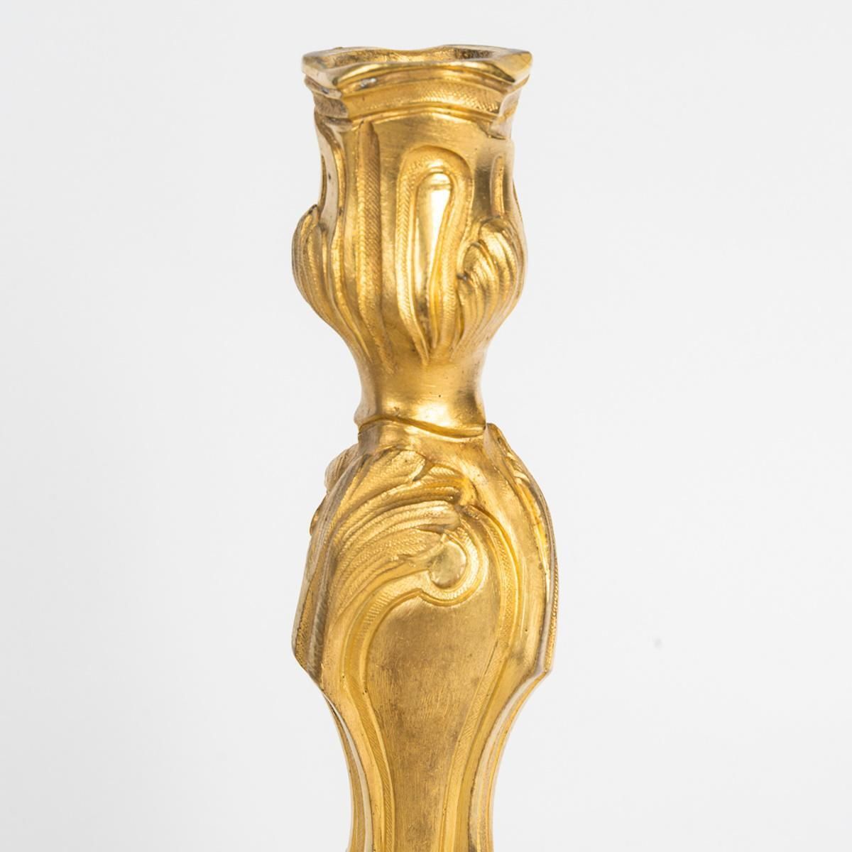 Pair Of Gilded Bronze Candlesticks In The Louis XVI Style, 19th Century. photo vinterior