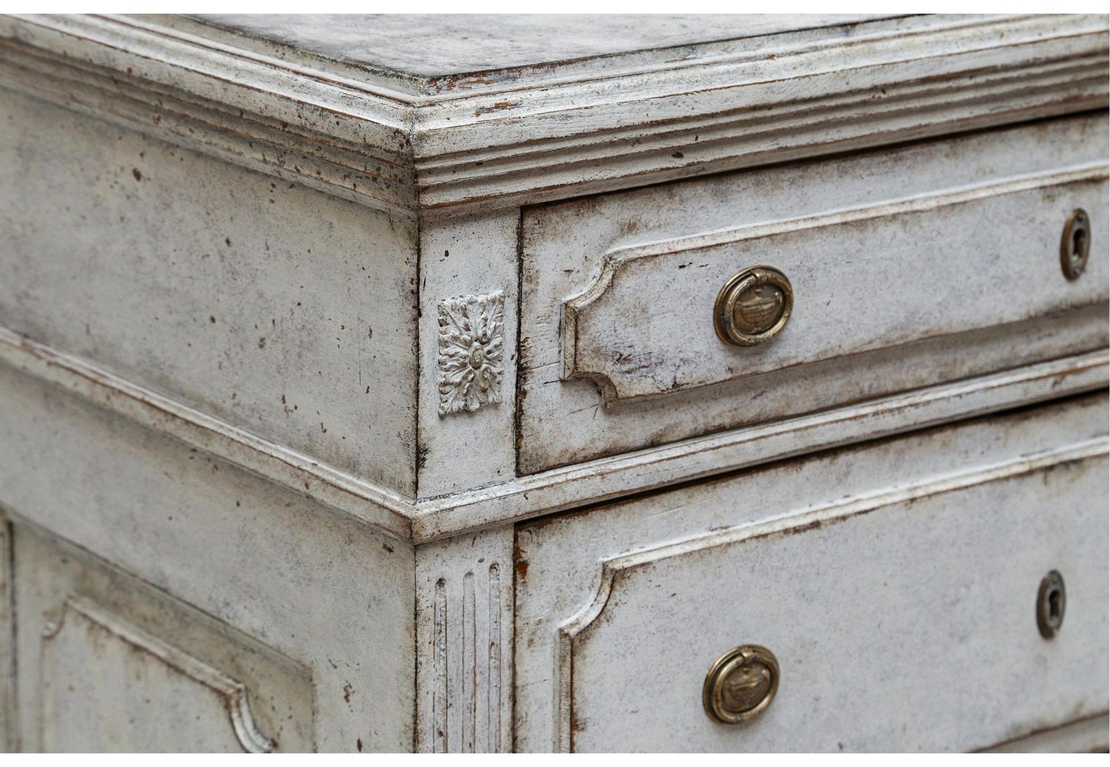 Swedish Gustavian Painted Chest Of Drawers Commode Grey White C.1860 photo Furniture