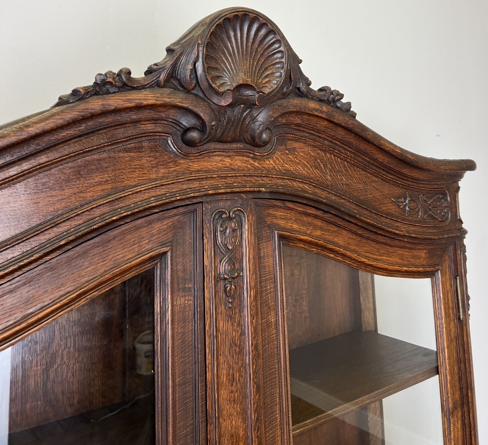 photo for sale Bookcase Antique French Louis XVI Oak Display Cabinet Carved Sideboard Lot 6149