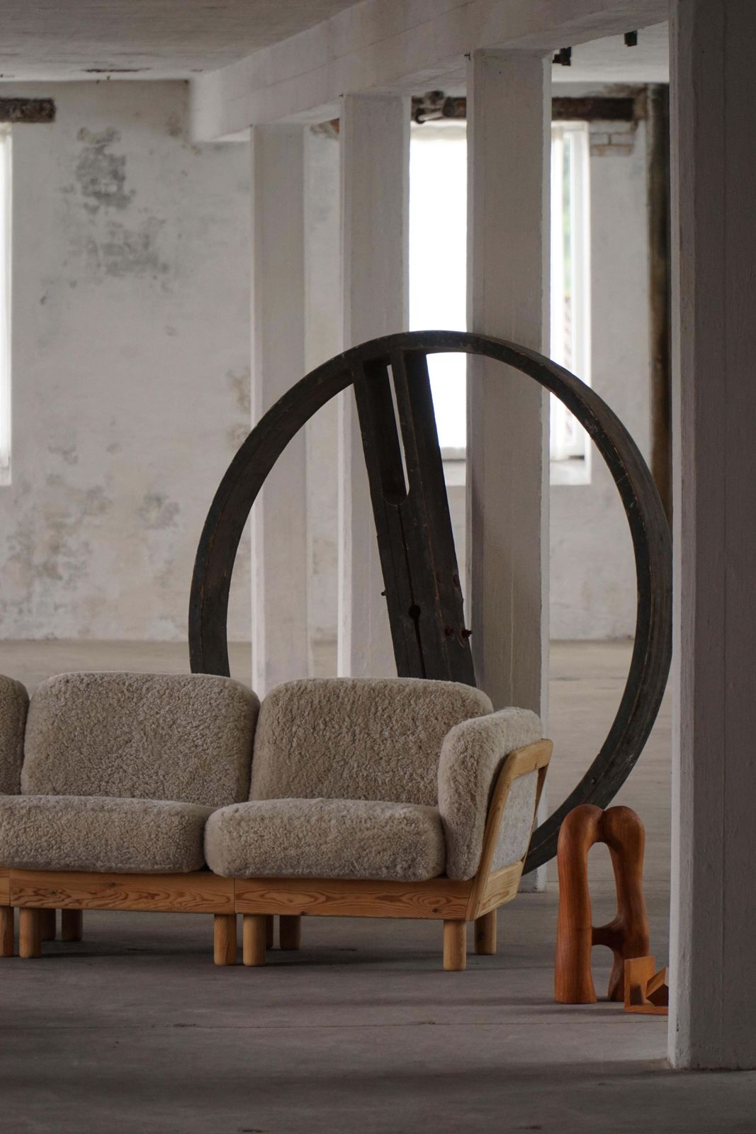 Danish Modern, Three Seater Sofa In Pine & Lambswool, Late 20th Century, 1980s photo furniture