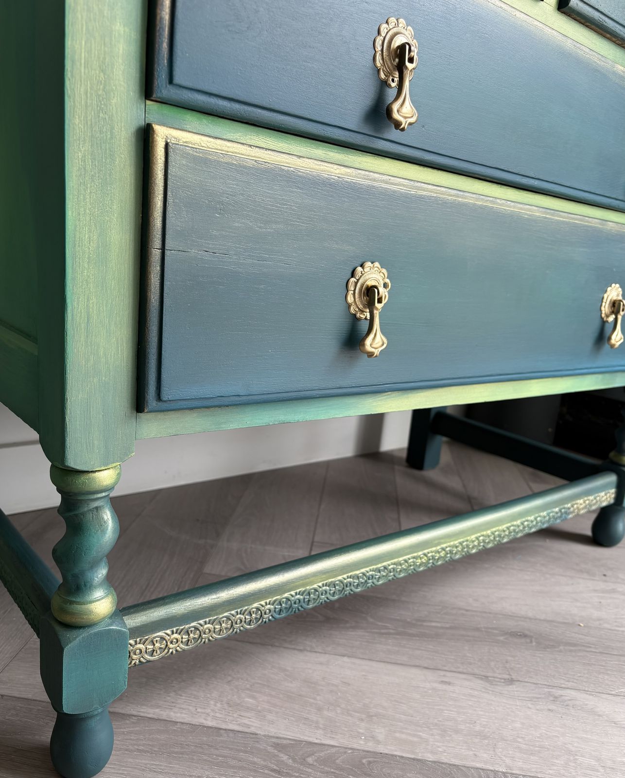 photo for sale Vintage Oak Chest Of Drawers, Green