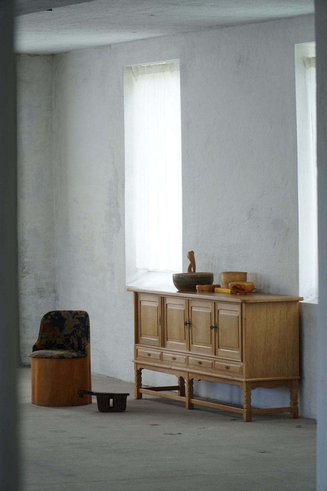 Low Brutalist Sideboard In Oak, Danish Mid Century, Henning Kjærnulf, 1960s photo buy