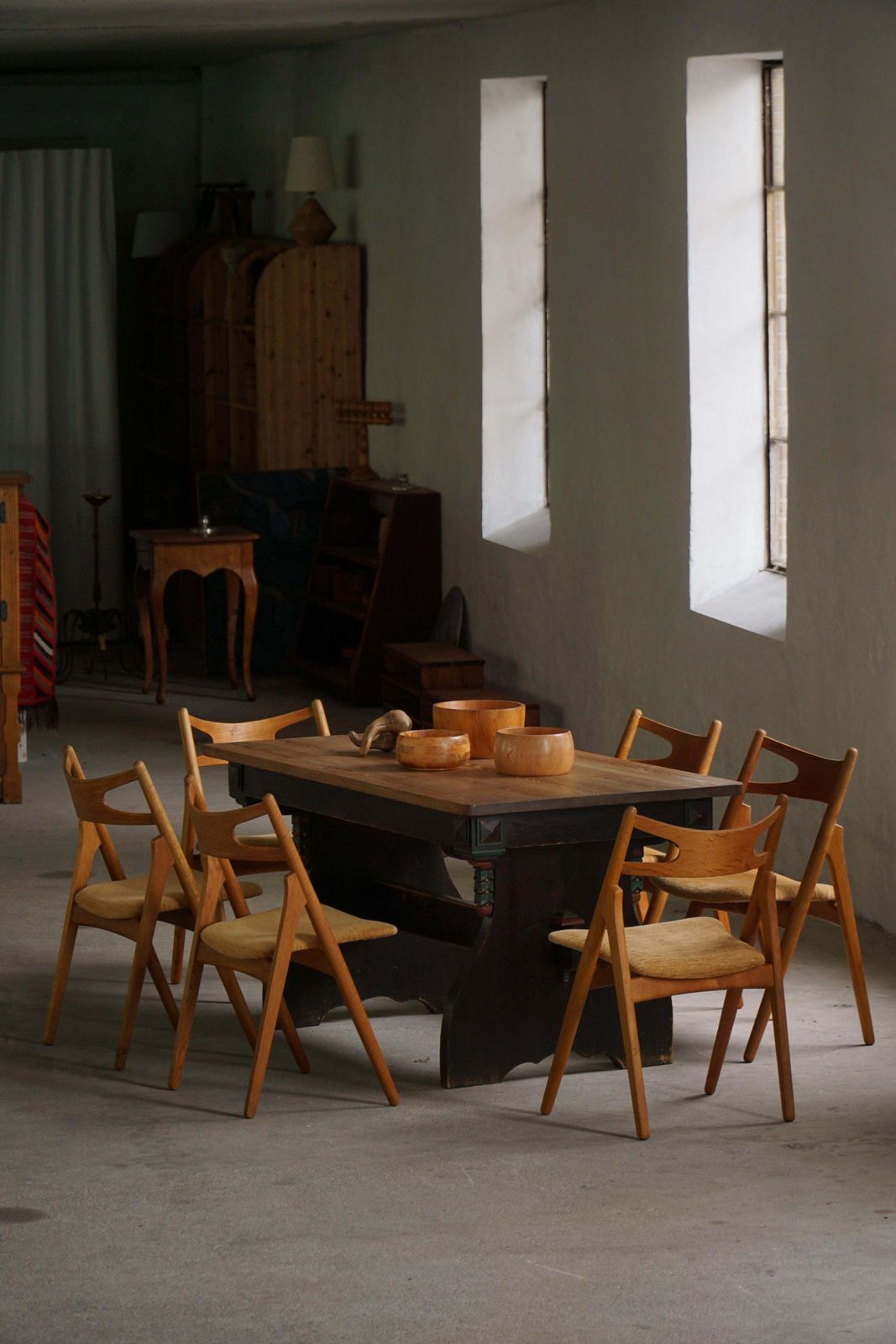 2431.0 Scandinavian Rustic Folk Art Dining Table In Stained Pine, Sweden, 1900s–1940s photo