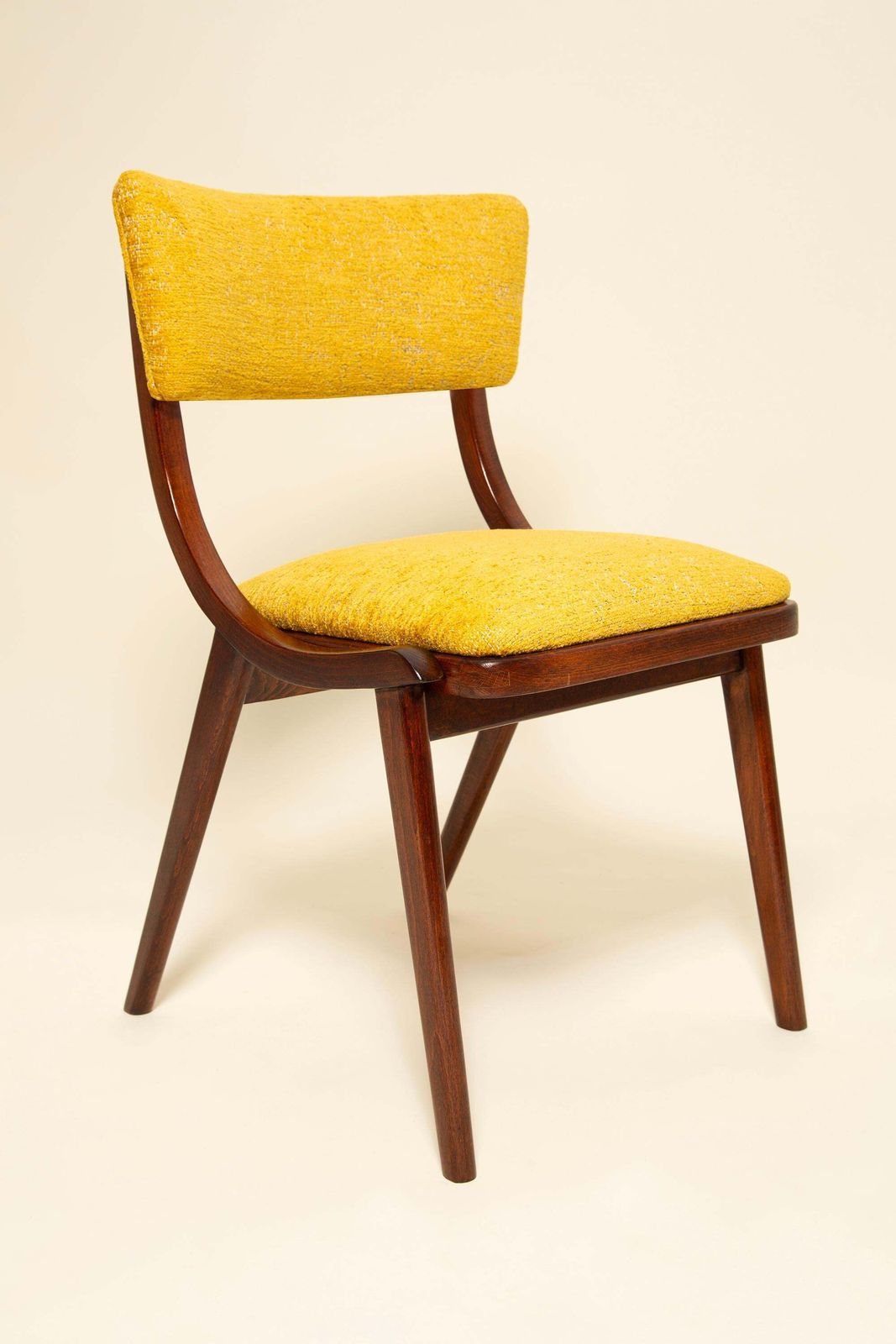Six Mid Century Bumerang Chairs, Yellow Spiriti Jacquard   Dedar, Poland, 1960s photo 4763.0