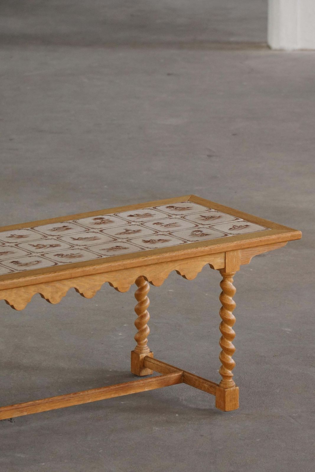 2795.0 Danish Mid Century Modern, Oak Coffee Table With Ceramic Tile Top, 1950s photo