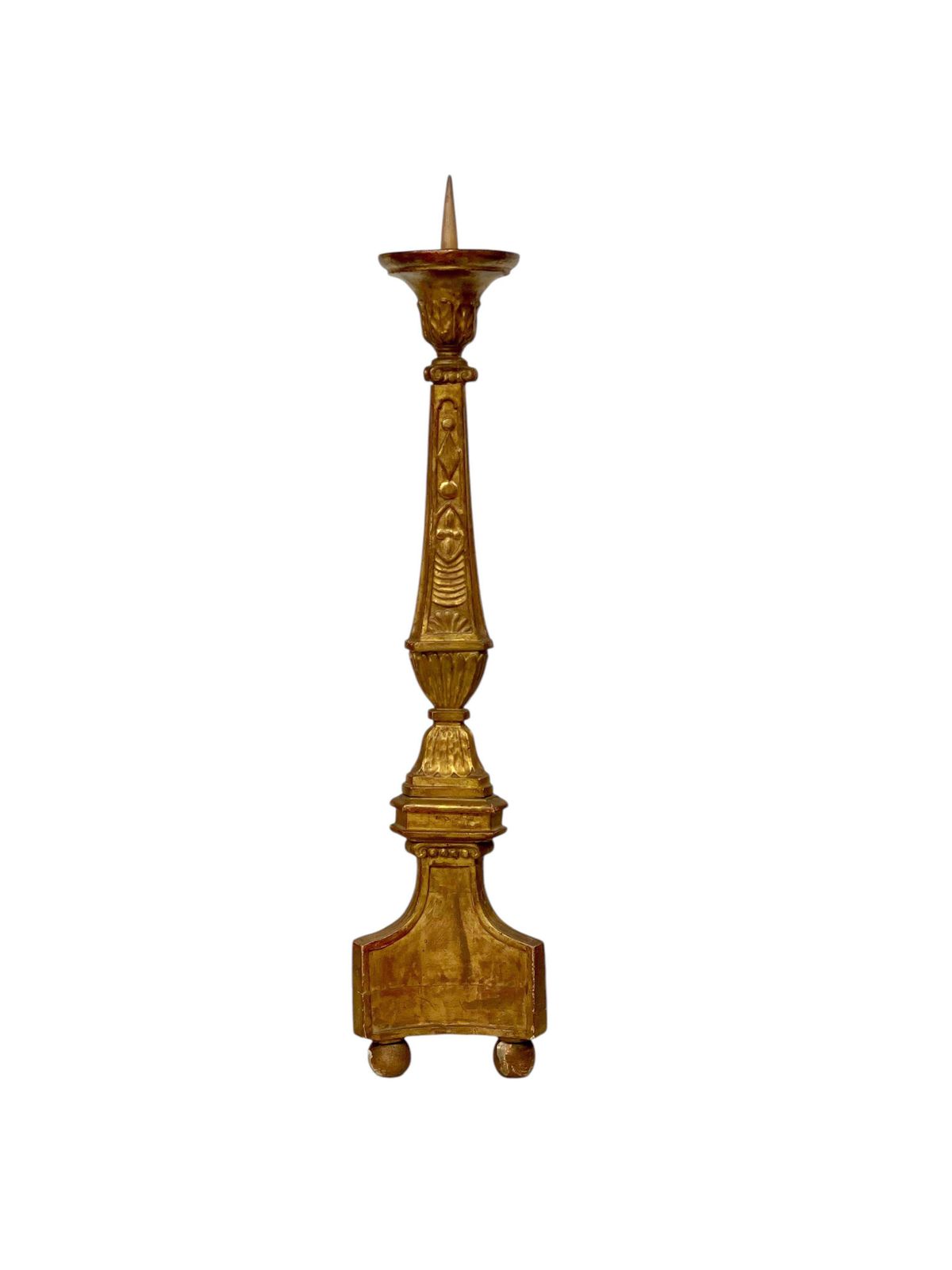18th Century Italian Giltwood Pricket Candlestick, Circa 1760 photo vinterior